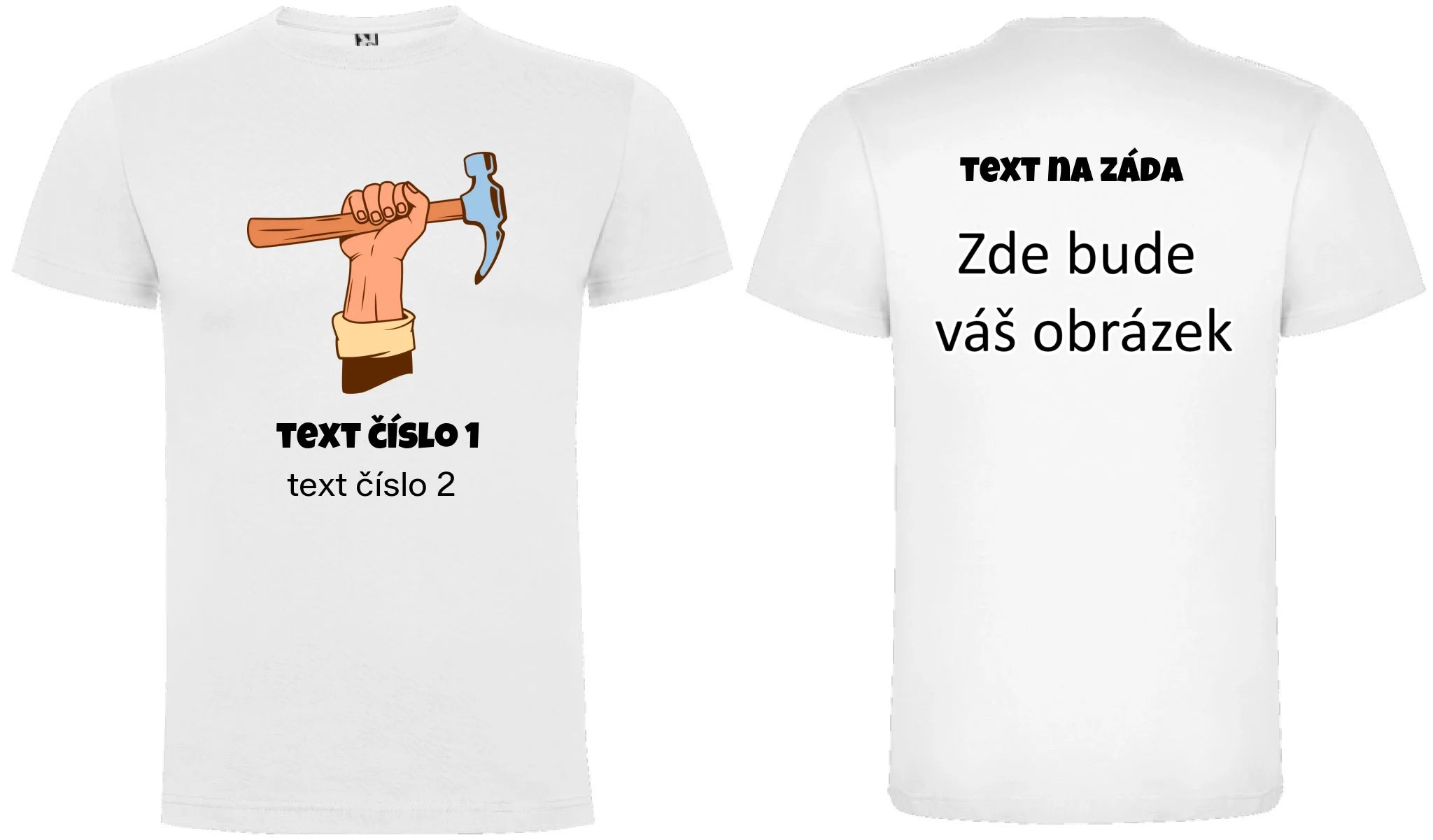 PRACOVNÍ VÝBĚR OBRÁZKU (10+motivů) a MOŽNOST DOPLNIT VLASTNÍ TEXTY pánské tričko oboustranný potisk pánské DOGO Bílá