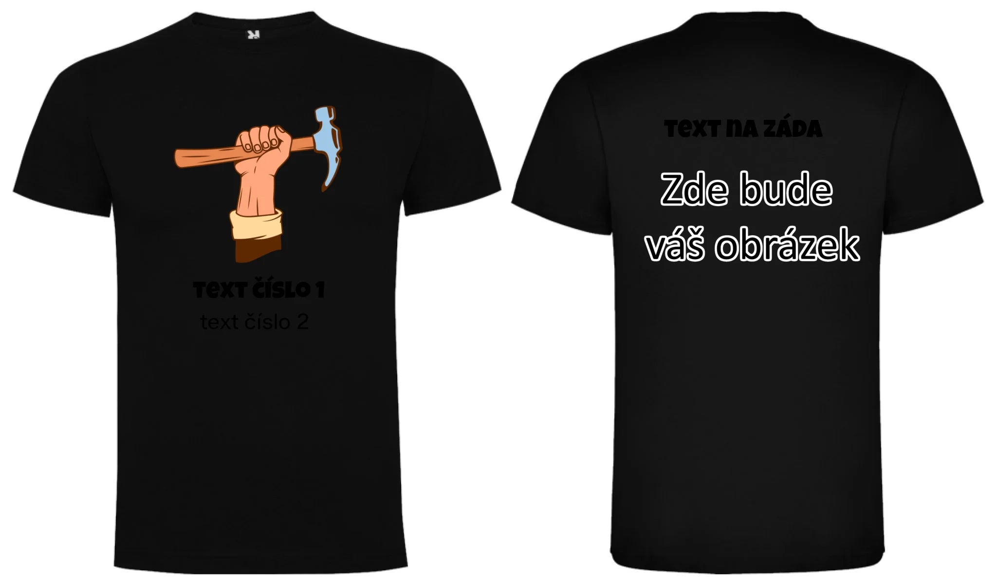 PRACOVNÍ VÝBĚR OBRÁZKU (10+motivů) a MOŽNOST DOPLNIT VLASTNÍ TEXTY pánské tričko oboustranný potisk pánské DOGO Černá