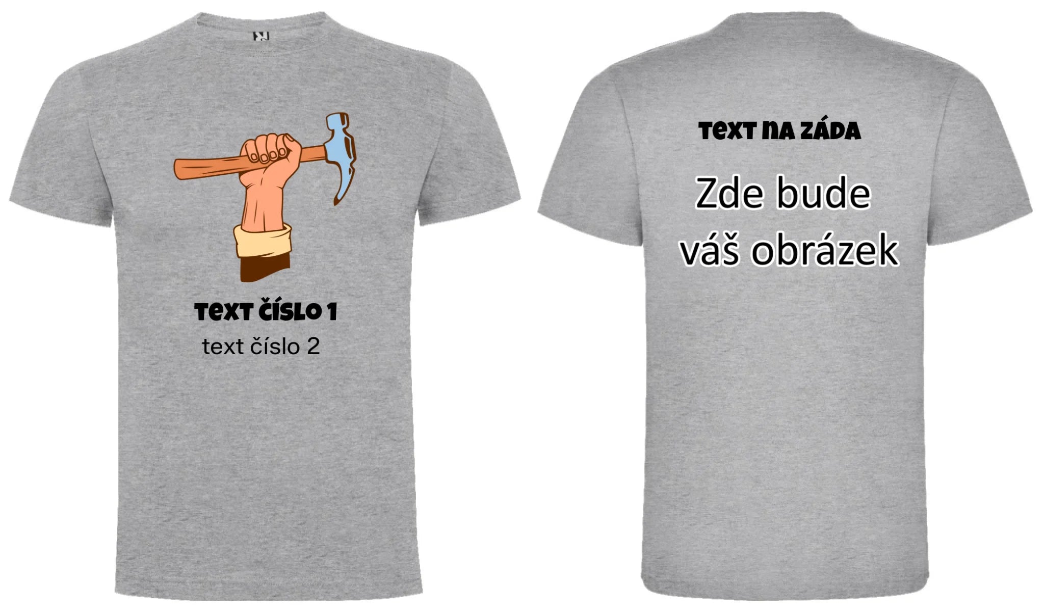 PRACOVNÍ VÝBĚR OBRÁZKU (10+motivů) a MOŽNOST DOPLNIT VLASTNÍ TEXTY pánské tričko oboustranný potisk pánské DOGO Melír