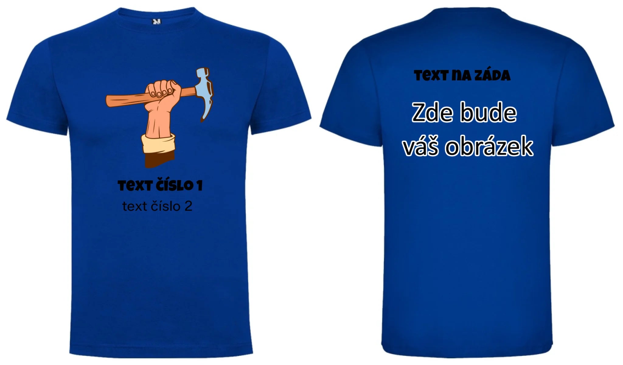 PRACOVNÍ VÝBĚR OBRÁZKU (10+motivů) a MOŽNOST DOPLNIT VLASTNÍ TEXTY pánské tričko oboustranný potisk pánské DOGO Modrá