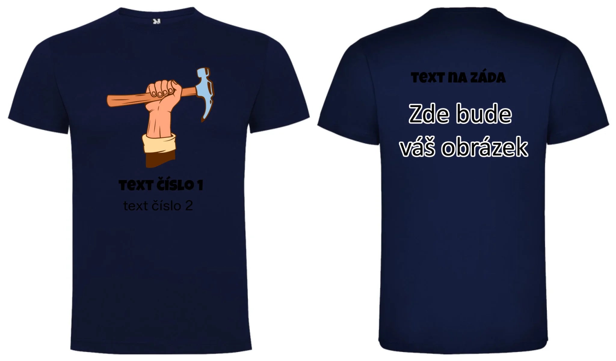 PRACOVNÍ VÝBĚR OBRÁZKU (10+motivů) a MOŽNOST DOPLNIT VLASTNÍ TEXTY pánské tričko oboustranný potisk pánské DOGO Námořnická modrá