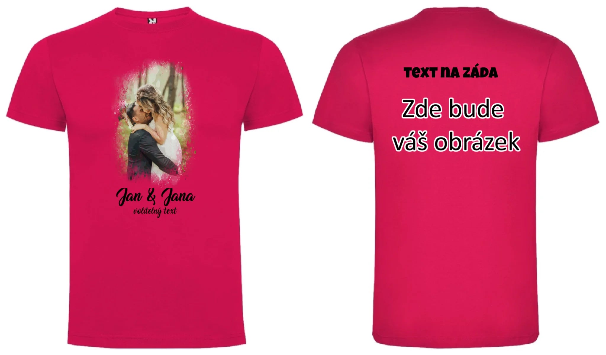 SVATEBNÍ FOTO - VLOŽTE FOTO A DOPLŇTE TEXTY pánské tričko oboustranný potisk pánské DOGO Růže