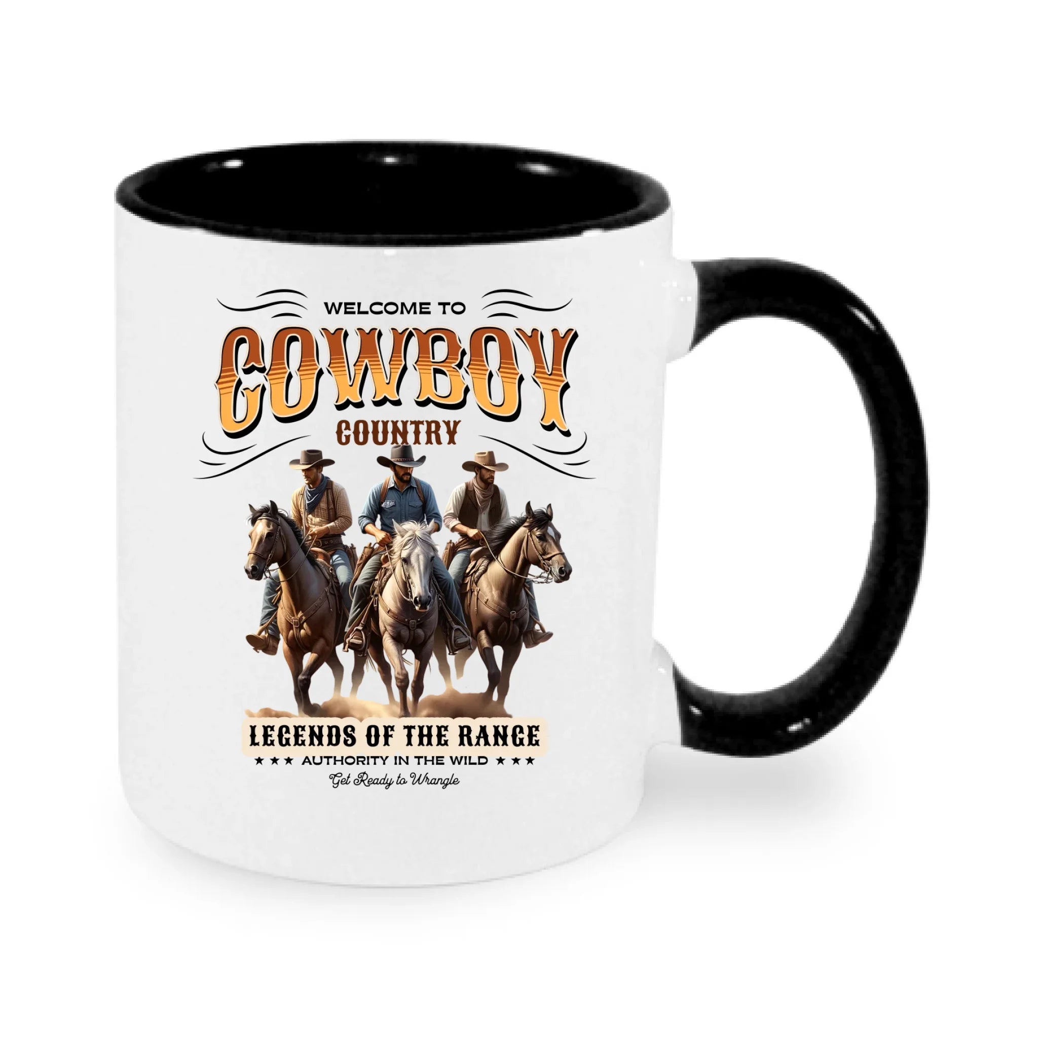 COWBOY 2 MOTIVY hrníček potisk jen dopředu hrníček Bílá černá 330 ml
