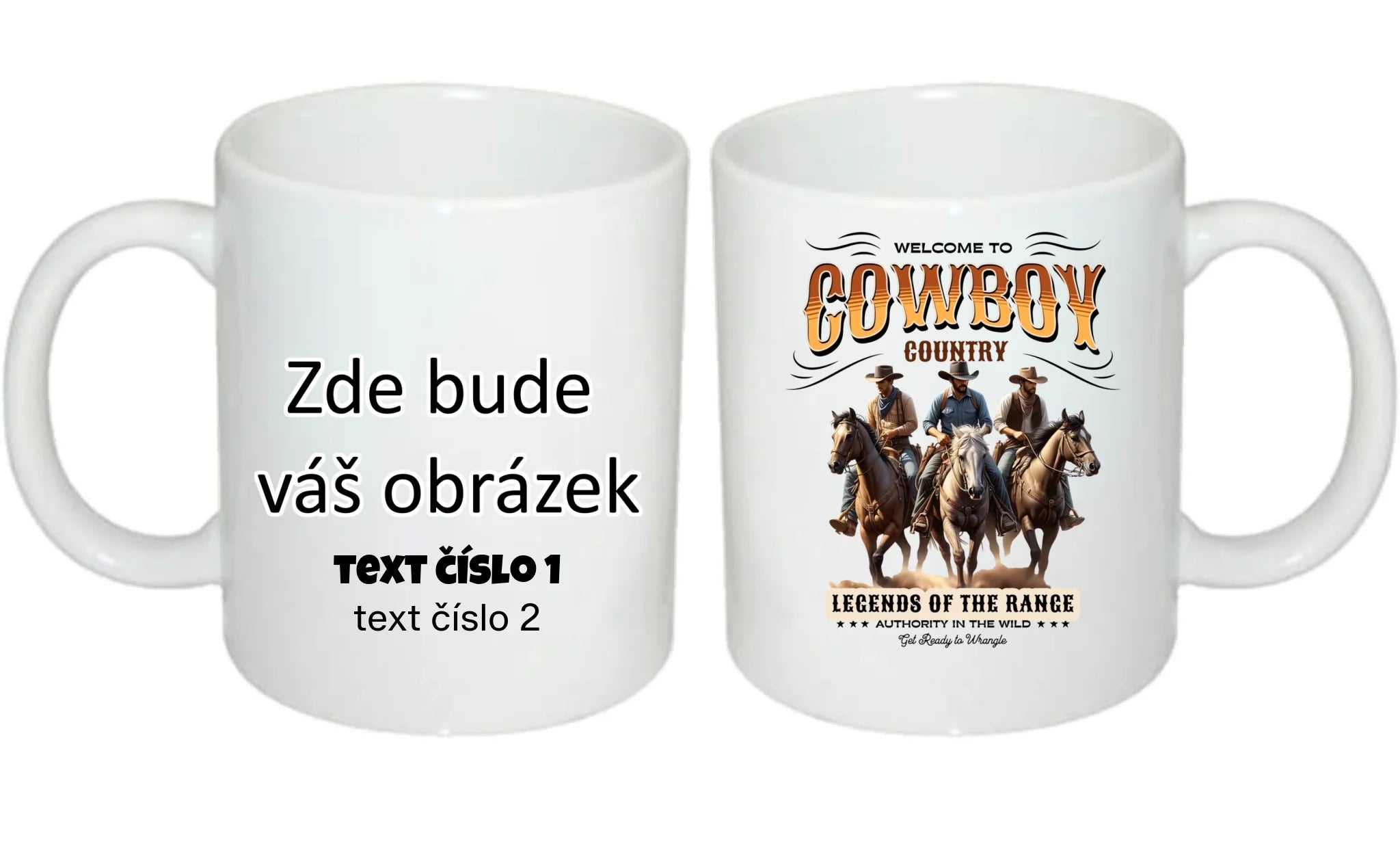 COWBOY 2 MOTIVY hrníček oboustranný potisk hrníček Bílý 330 ml
