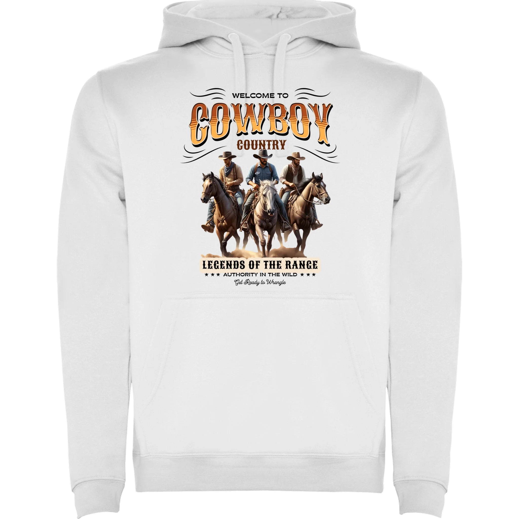 DĚTSKÁ MIKINA S KAPUCÍ s motivem COWBOY (2+ motivy) potisk jen dopředu dětská mikina urban Bílá