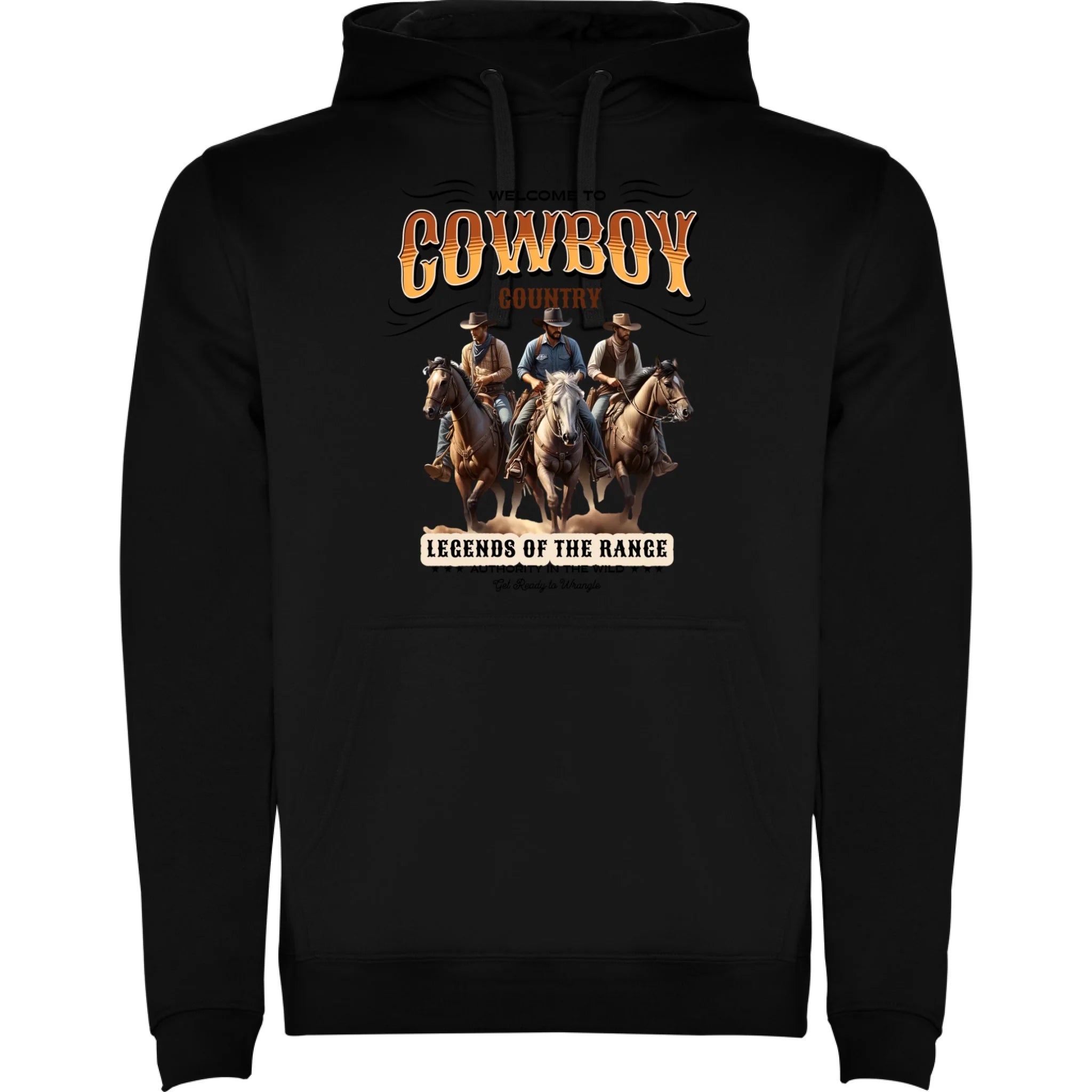 COWBOY 2 MOTIVY dětská mikina s kapucí potisk jen dopředu dětská mikina urban Černá