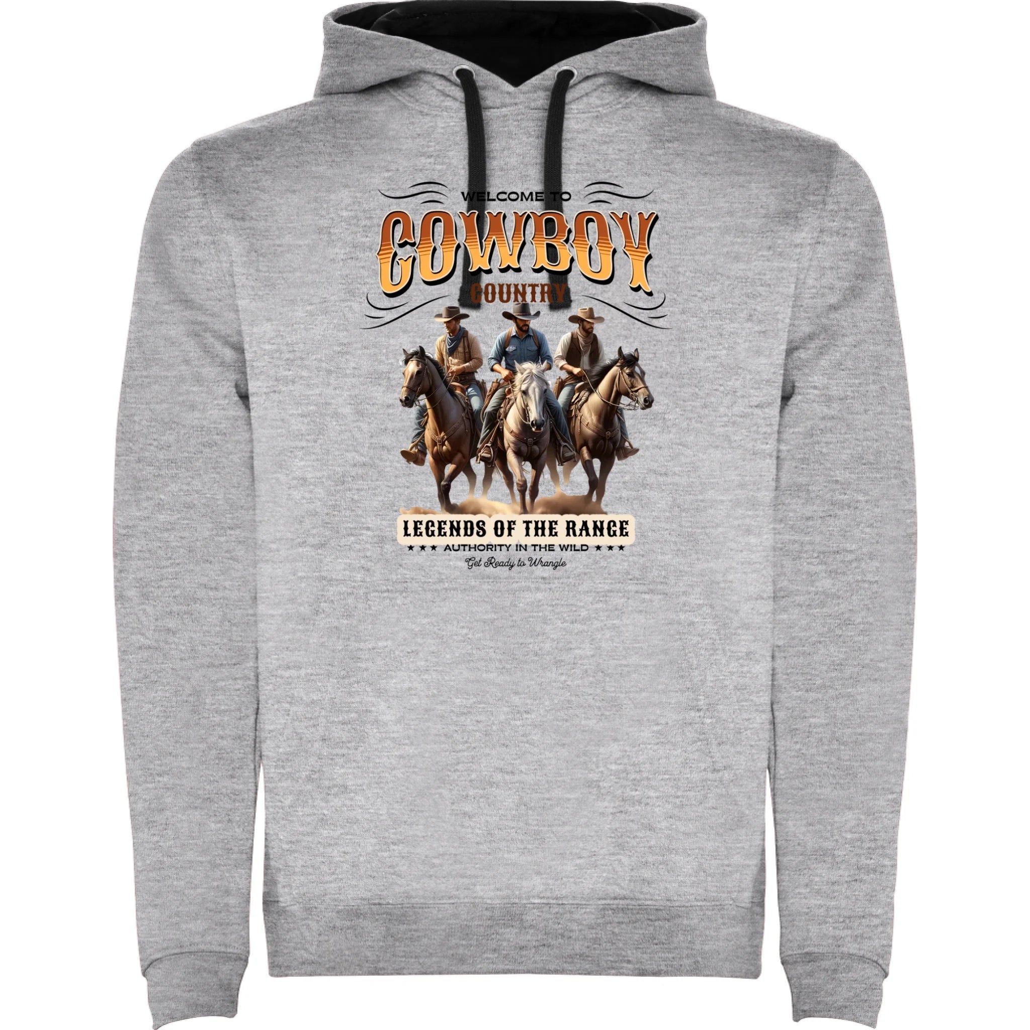 COWBOY 2 MOTIVY dětská mikina s kapucí potisk jen dopředu dětská mikina urban Melír černá