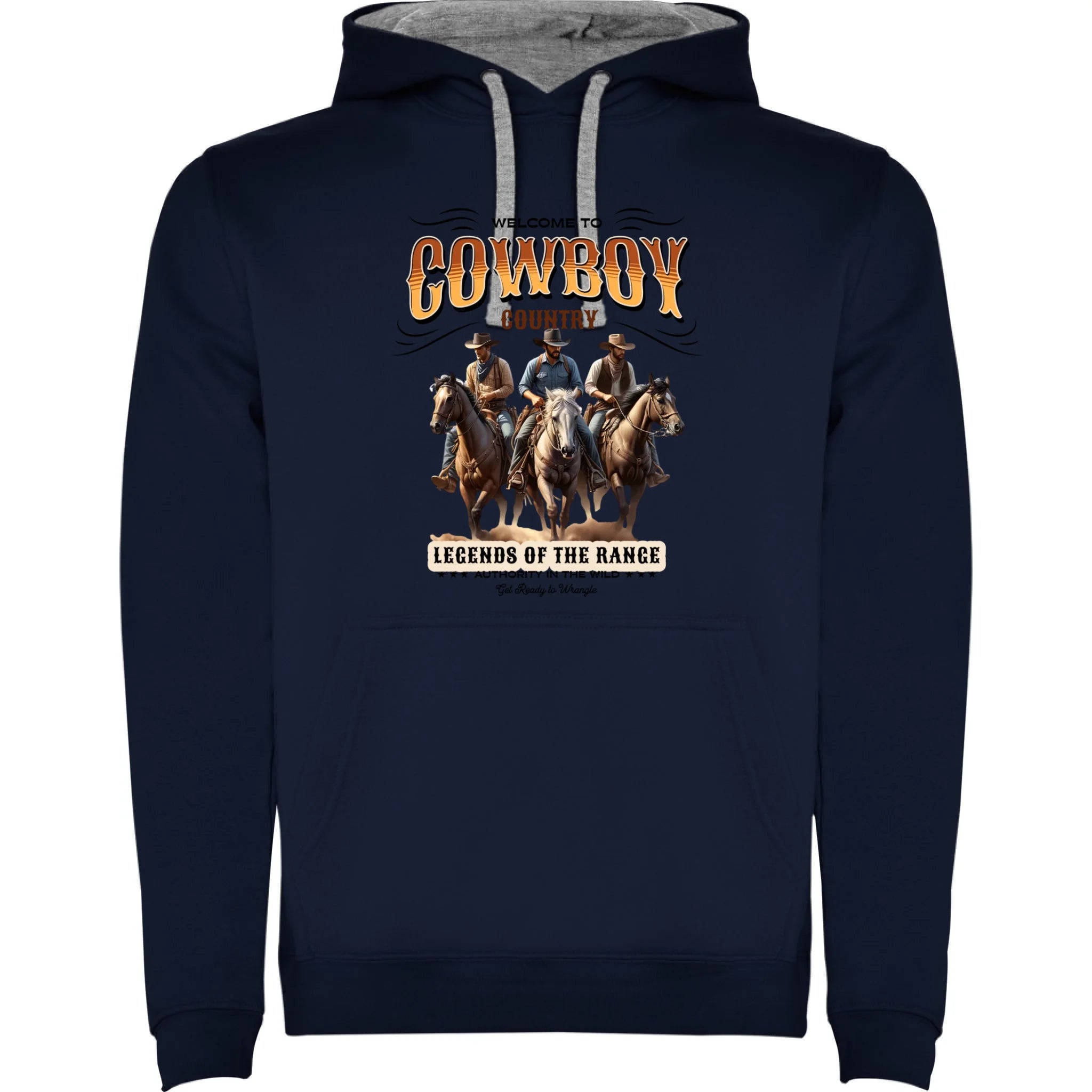 COWBOY 2 MOTIVY dětská mikina s kapucí potisk jen dopředu dětská mikina urban Námořnická modrá melír
