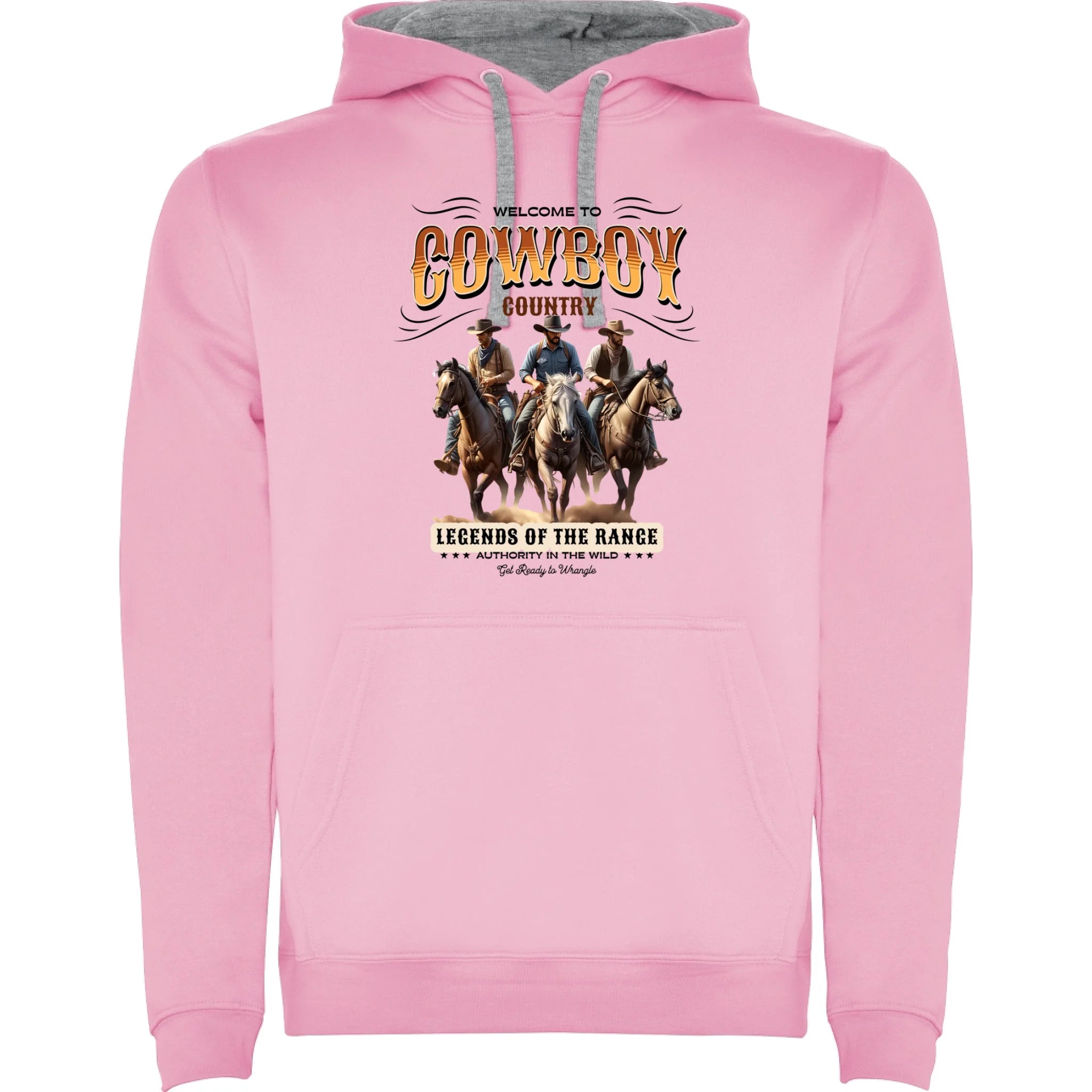 COWBOY 2 MOTIVY dětská mikina s kapucí potisk jen dopředu dětská mikina urban Růžová