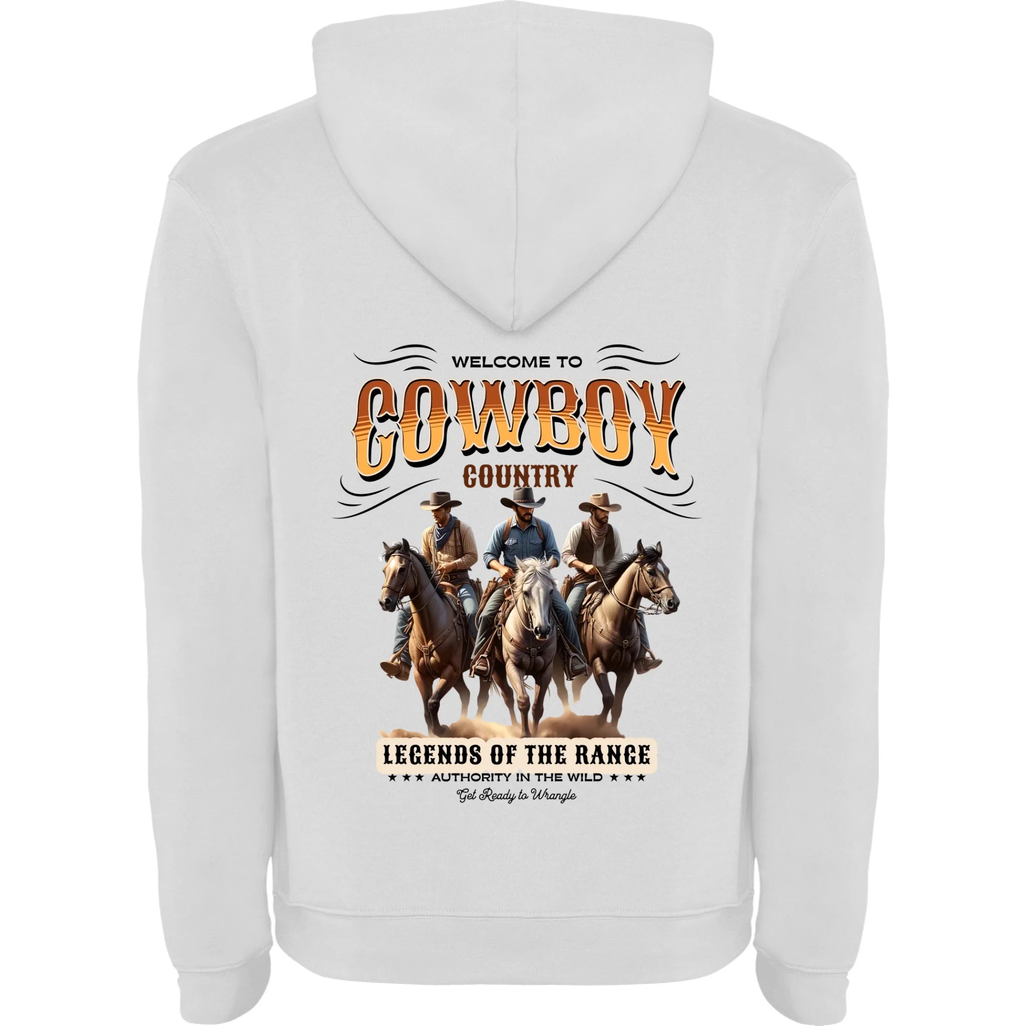 COWBOY 2 MOTIVY dětská mikina s kapucí potisk jen na záda dětská mikina urban Bílá