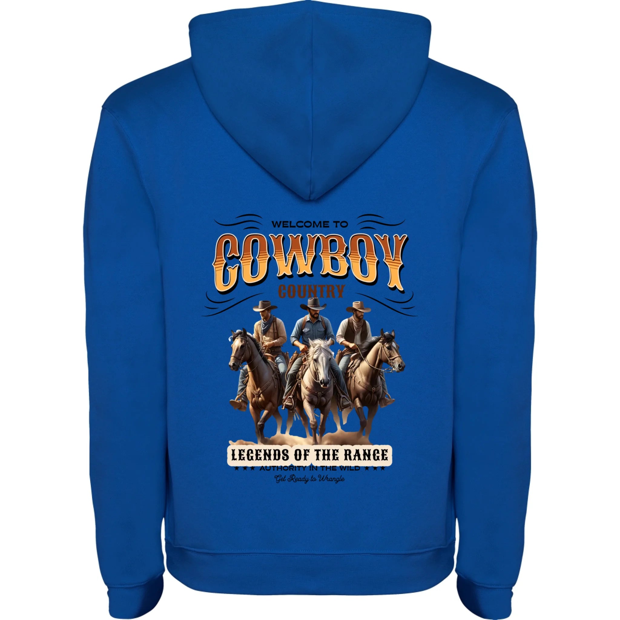 COWBOY 2 MOTIVY dětská mikina s kapucí potisk jen na záda dětská mikina urban Modrá bílá