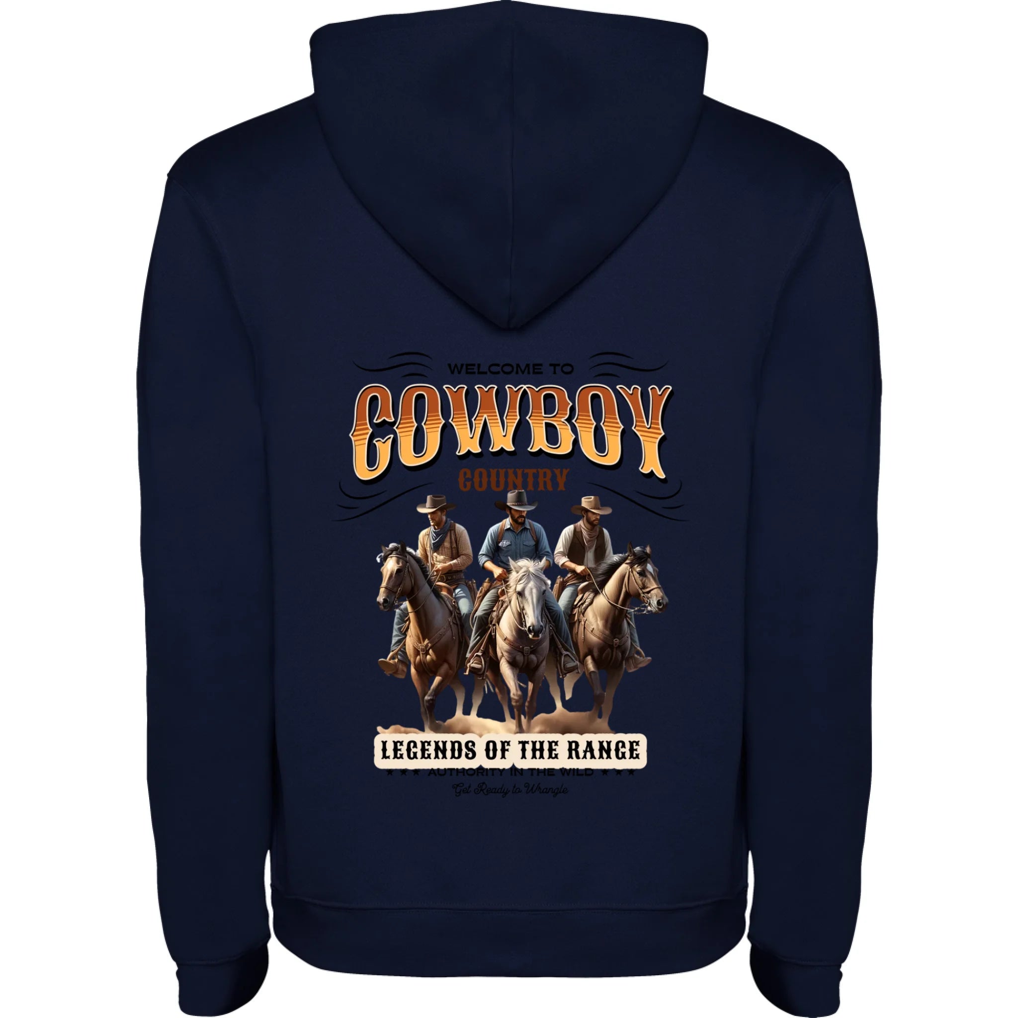 DĚTSKÁ MIKINA S KAPUCÍ s motivem COWBOY (2+ motivy) potisk jen na záda dětská mikina urban Námořnická modrá melír