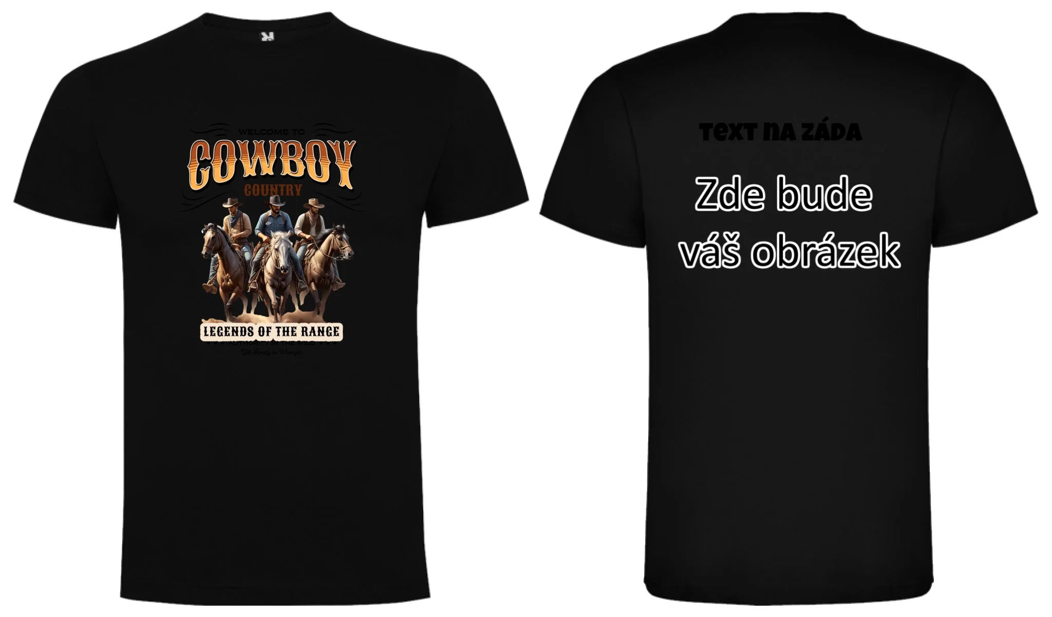 COWBOY 2 MOTIVY chlapecké tričko oboustranný potisk chlapecké DOGO Černá