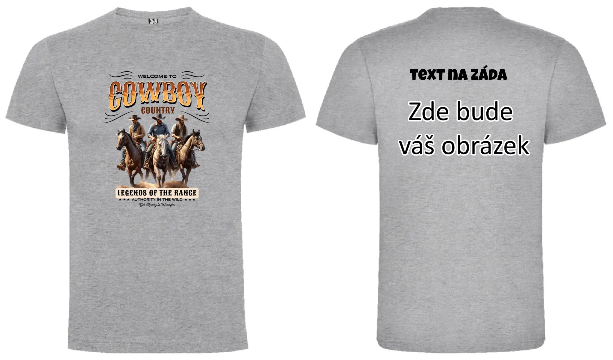 COWBOY 2 MOTIVY chlapecké tričko oboustranný potisk chlapecké DOGO Melír