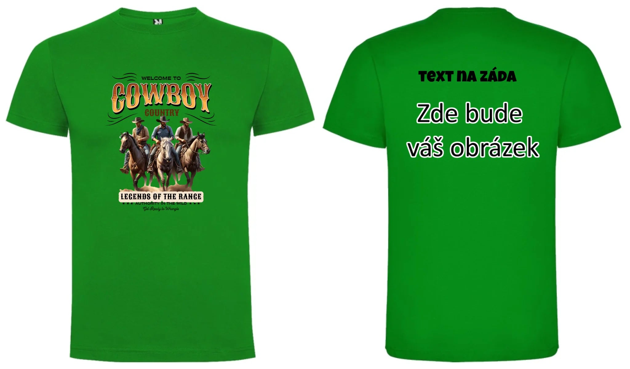 COWBOY 2 MOTIVY chlapecké tričko oboustranný potisk chlapecké DOGO Zelená