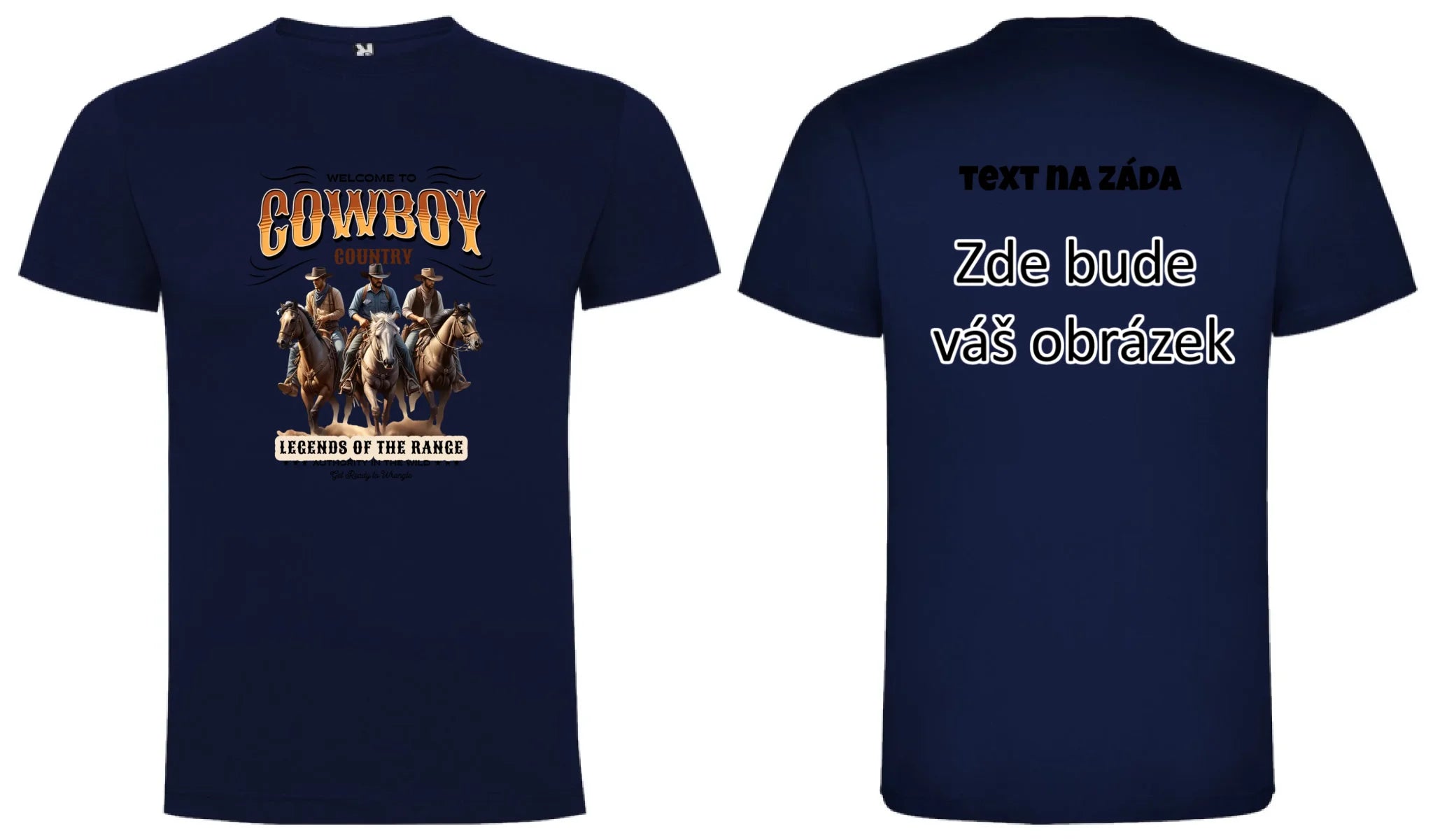 COWBOY 2 MOTIVY chlapecké tričko oboustranný potisk chlapecké DOGO Námořnická modrá