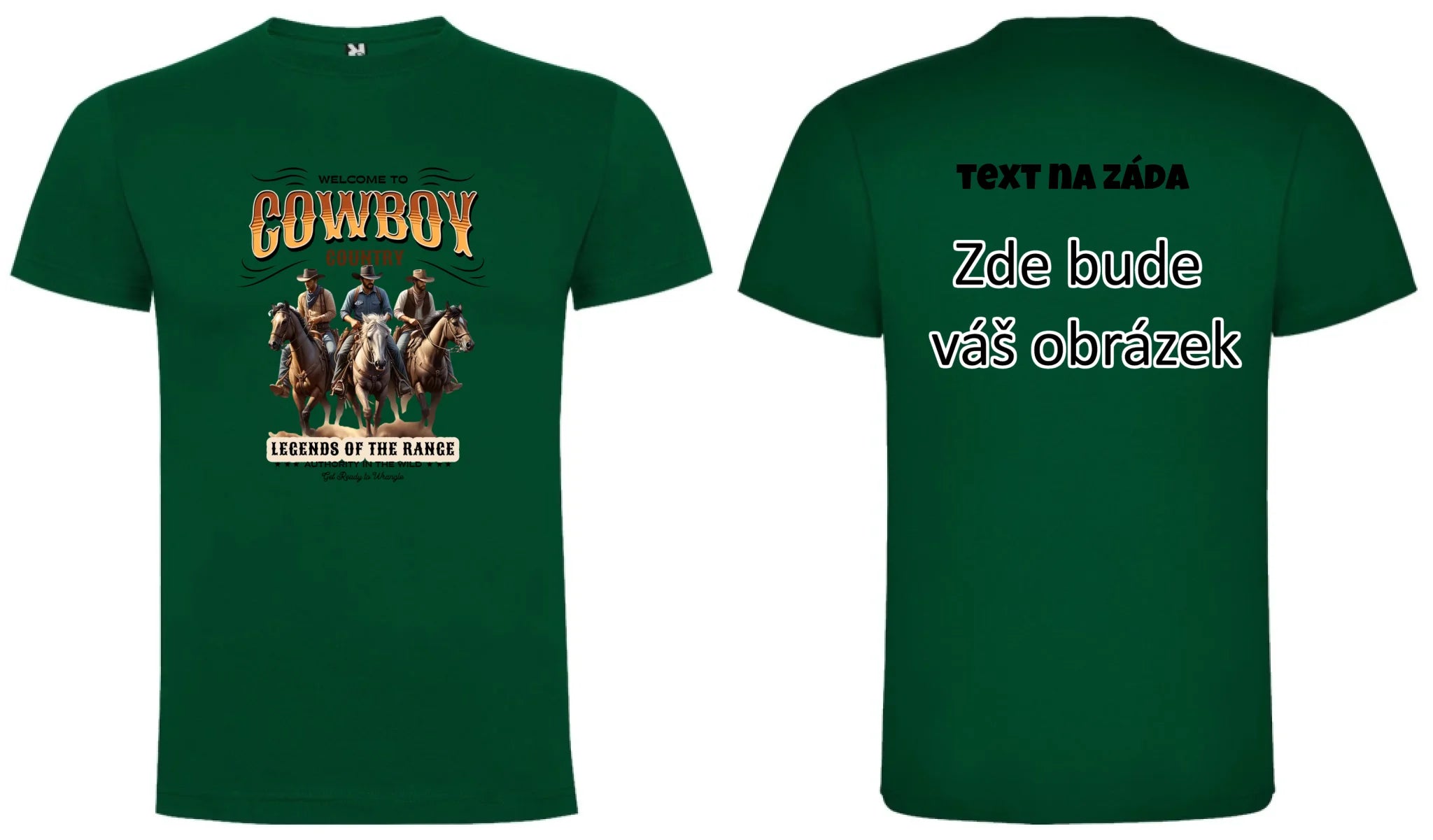 COWBOY 2 MOTIVY chlapecké tričko oboustranný potisk chlapecké DOGO Tmavě zelená