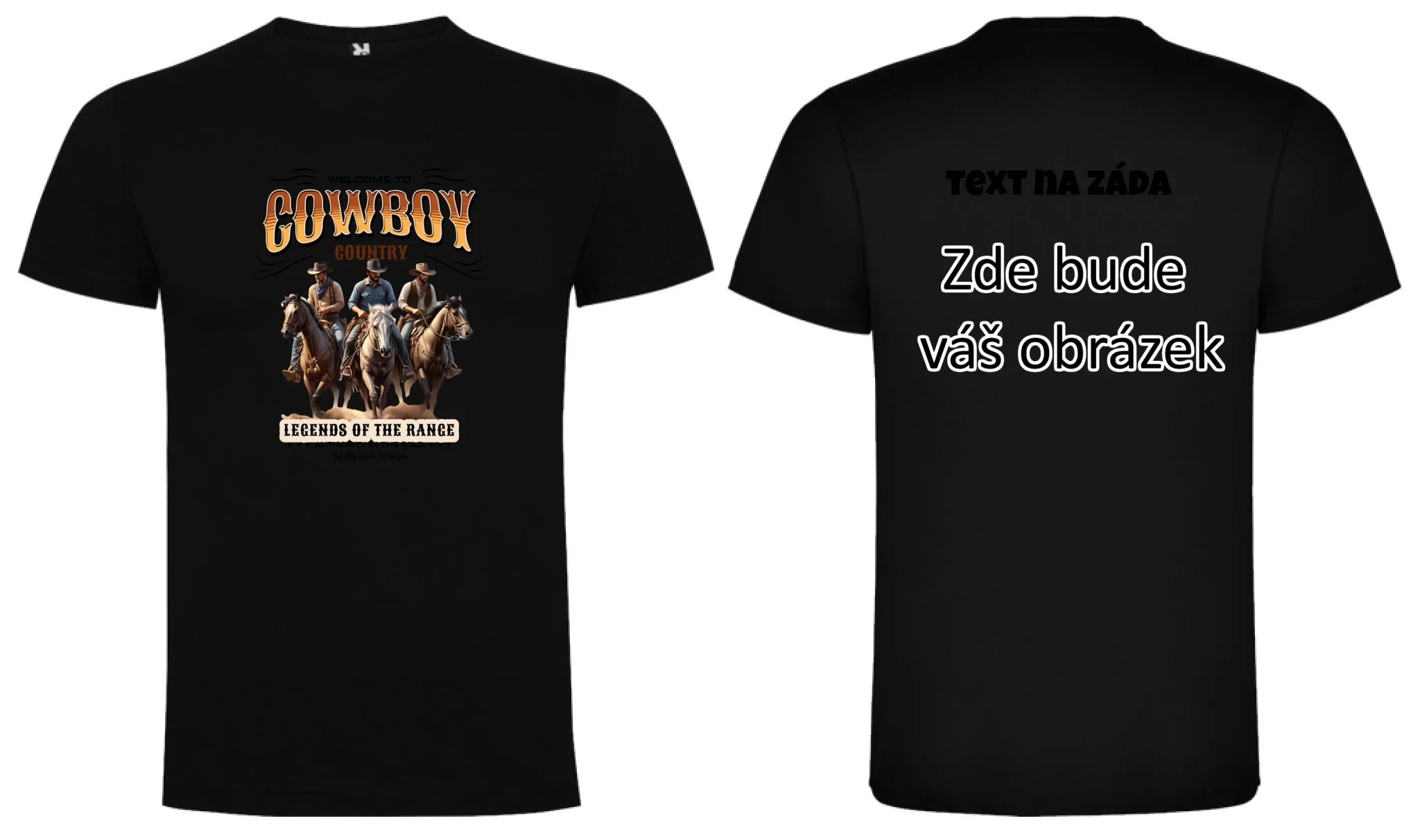 COWBOY 2 MOTIVY pánské tričko oboustranný potisk pánské DOGO Černá