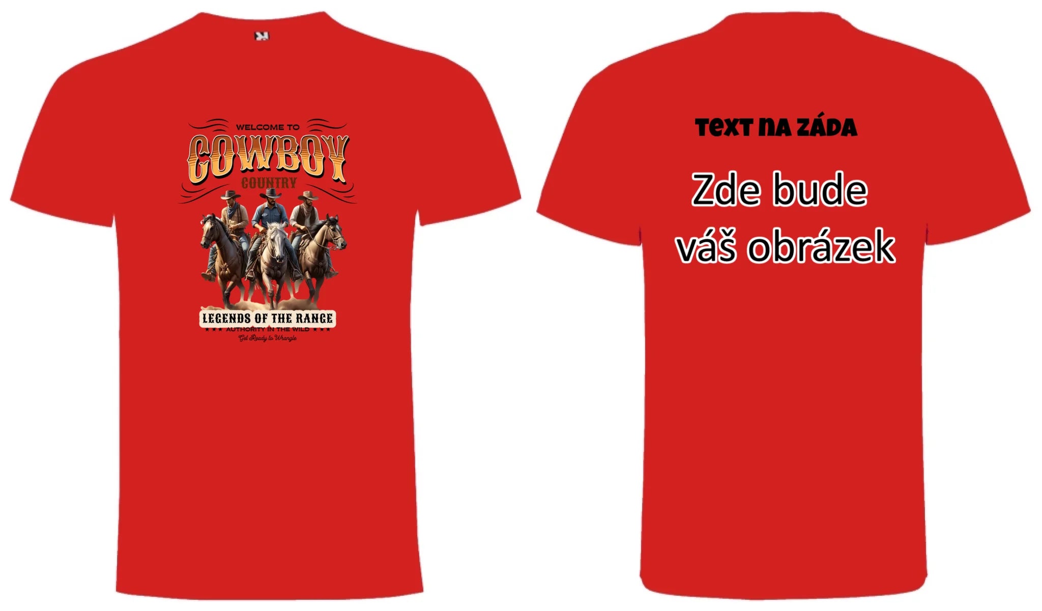 COWBOY 2 MOTIVY pánské tričko oboustranný potisk pánské DOGO Červená