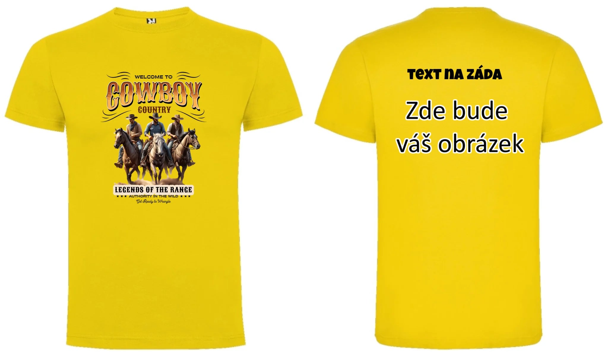 COWBOY 2 MOTIVY pánské tričko oboustranný potisk pánské DOGO Žlutá