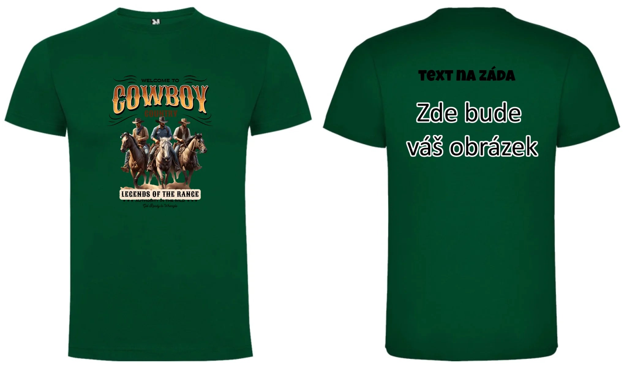 COWBOY 2 MOTIVY pánské tričko oboustranný potisk pánské DOGO Tmavě zelená