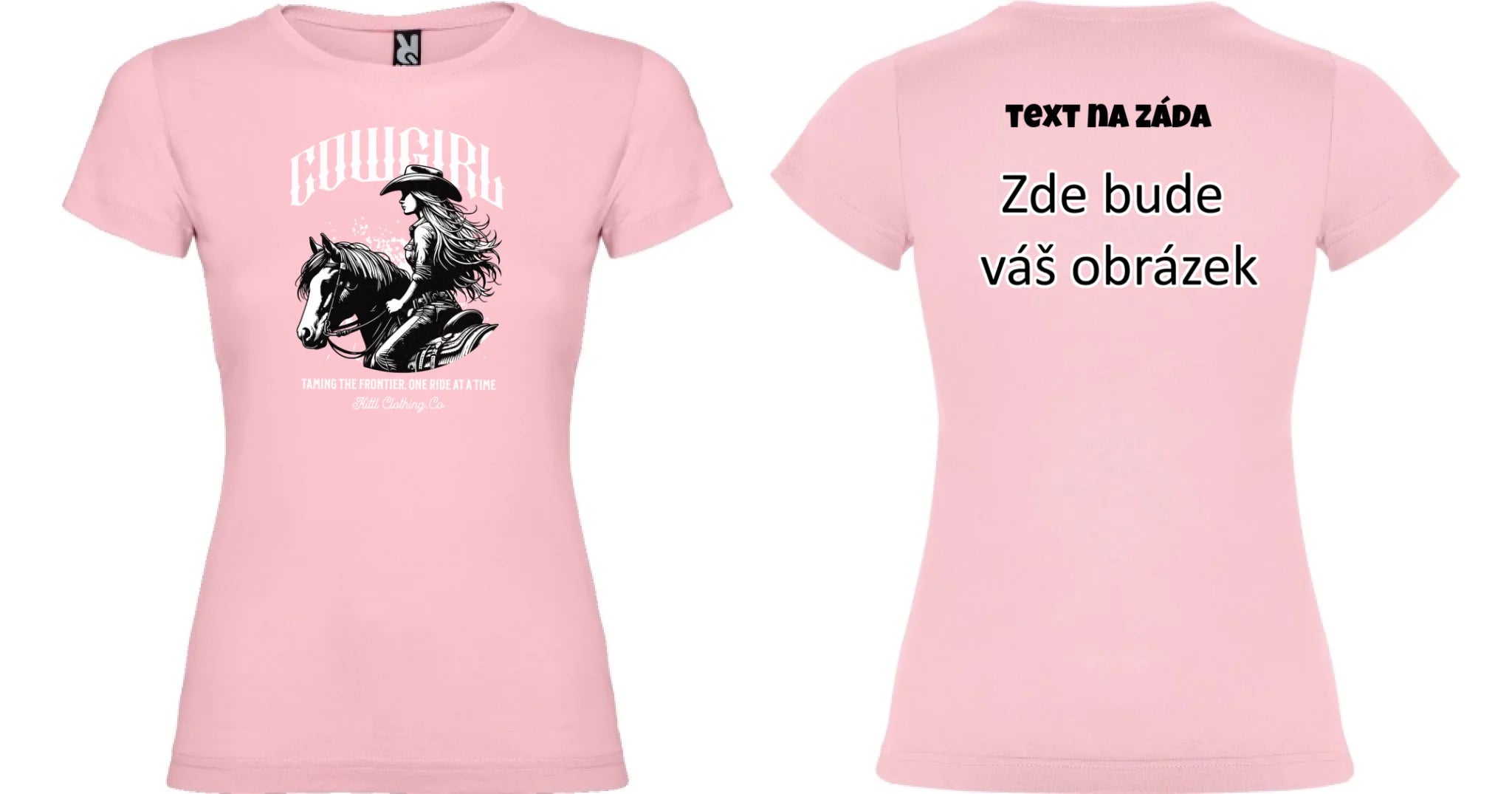COWGIRL (výběr z 5 motivů) dívčí tričko oboustranný potisk dívčí jamaica Světle růžová
