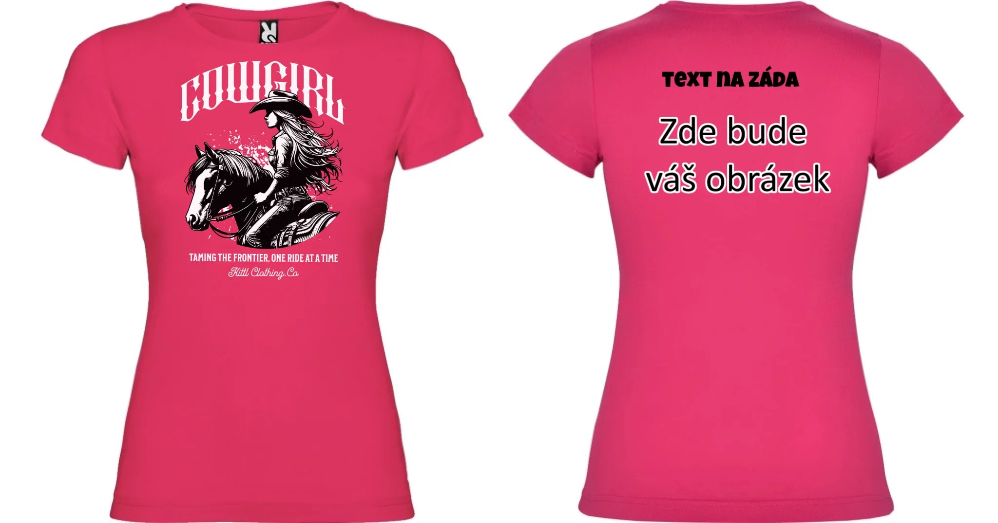 COWGIRL (výběr z 5 motivů) dámské tričko oboustranný potisk dámské jamaica Růže