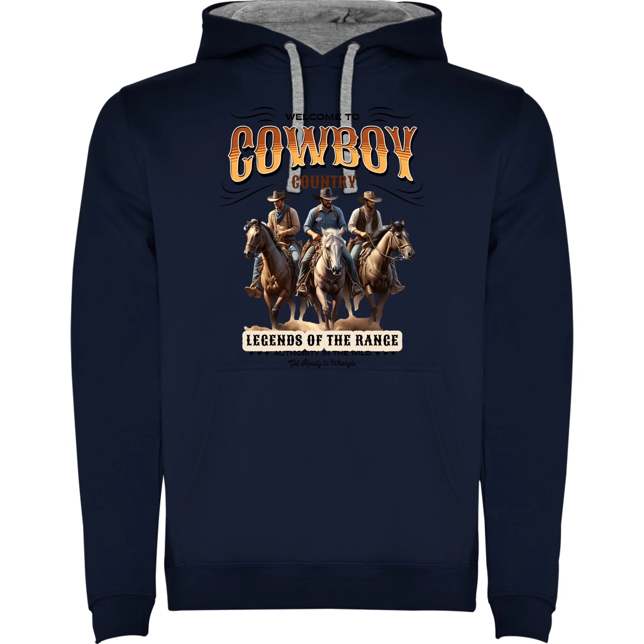 COWBOY 2 MOTIVY pánská mikina s kapucí potisk jen dopředu pánská mikina urban Námořnická modrá melír
