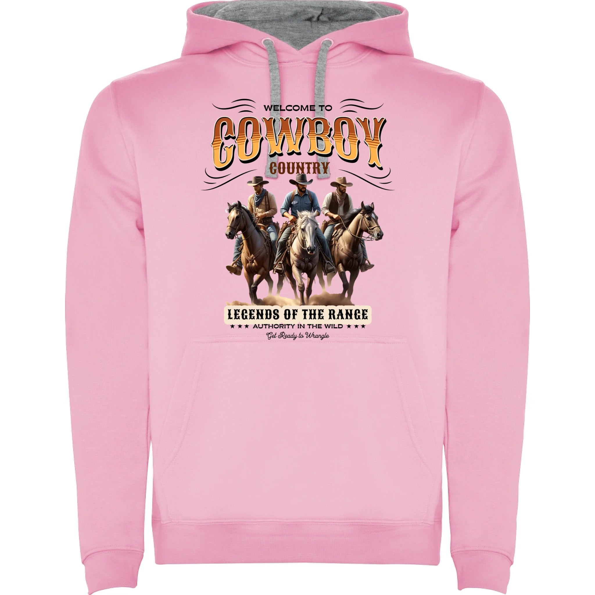 PÁNSKÁ MIKINA S KAPUCÍ s motivem COWBOY (2+ motivy) potisk jen dopředu pánská mikina urban Růžová