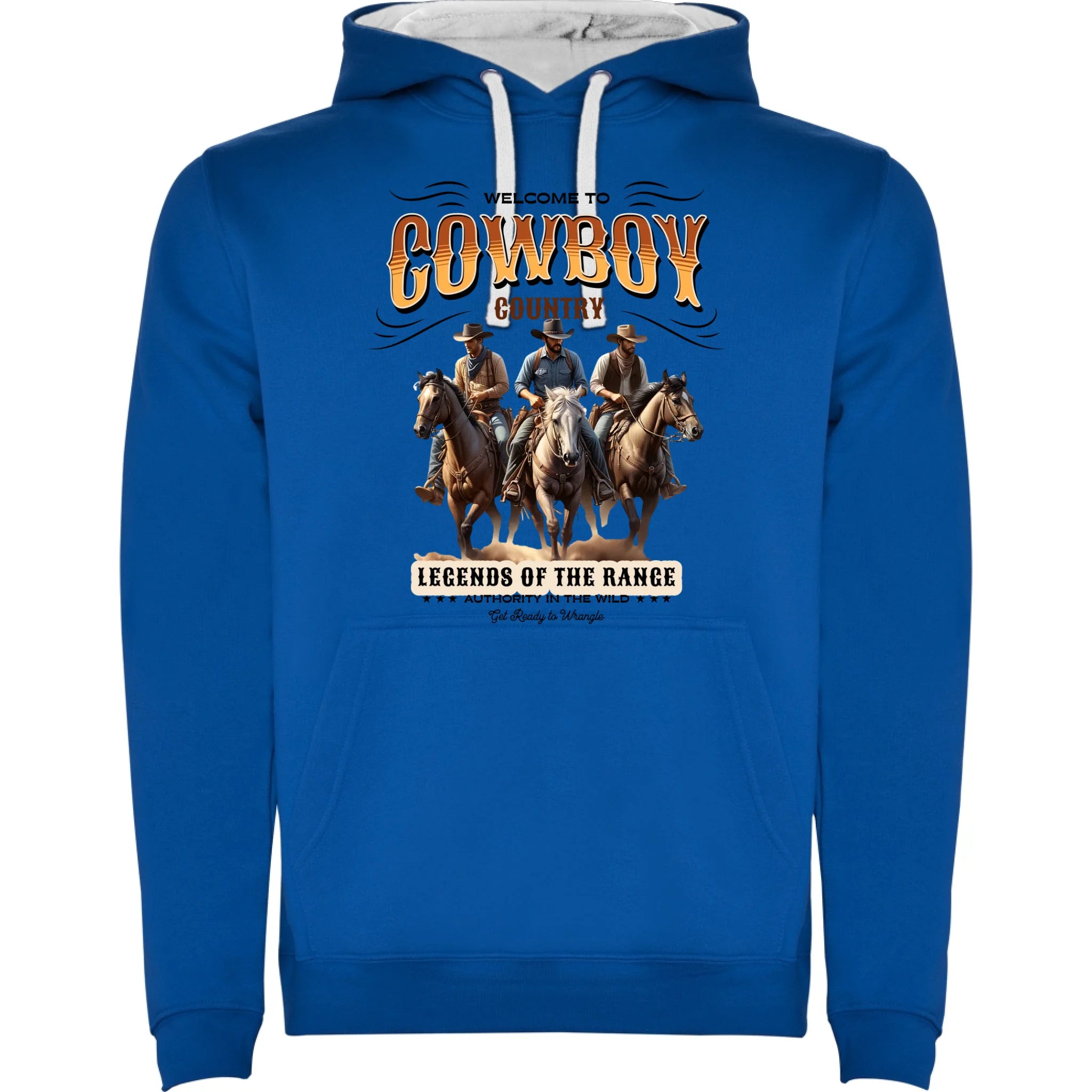 PÁNSKÁ MIKINA S KAPUCÍ s motivem COWBOY (2+ motivy) potisk jen dopředu pánská mikina urban Modrá bílá