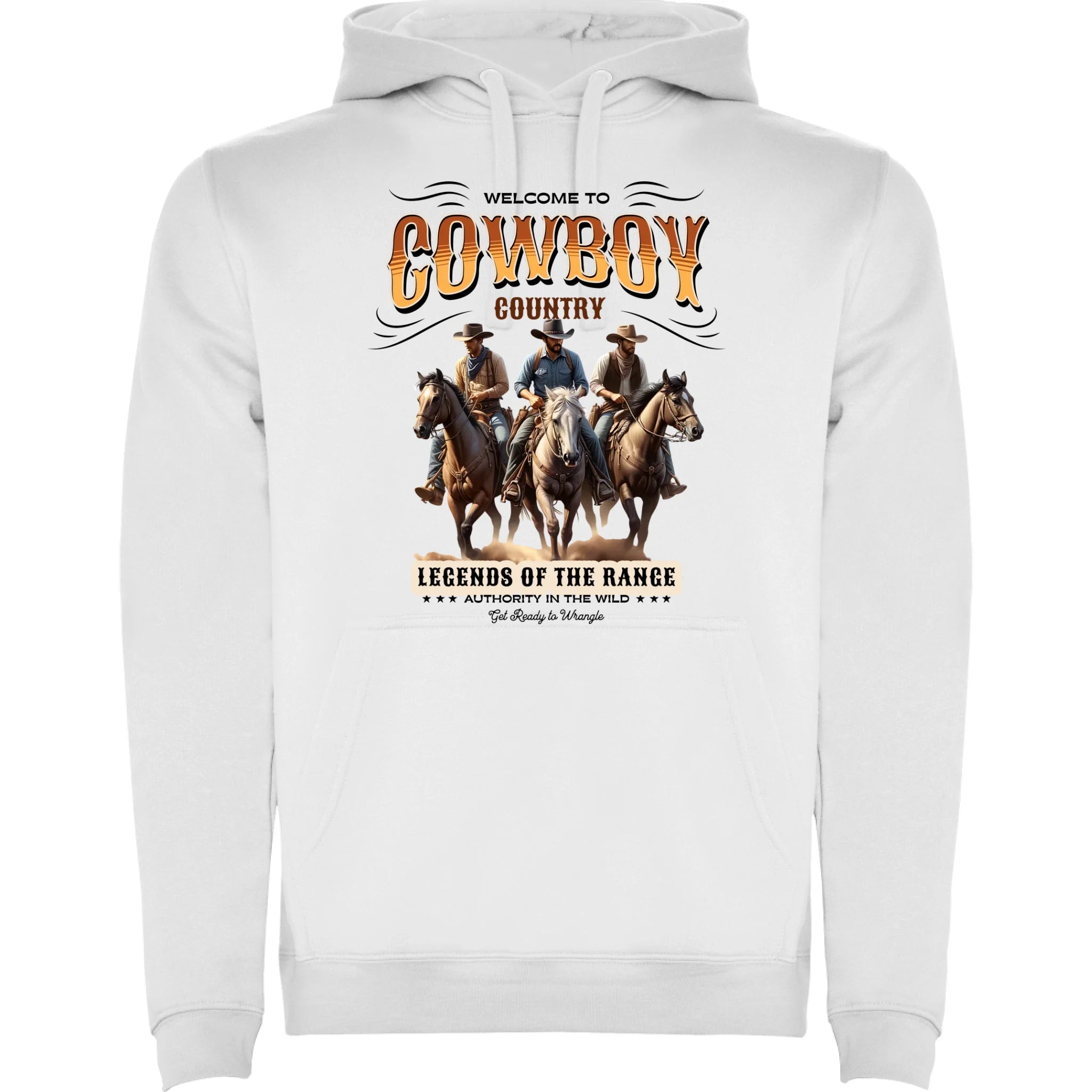 COWBOY 2 MOTIVY pánská mikina s kapucí potisk jen dopředu pánská mikina urban Bílá