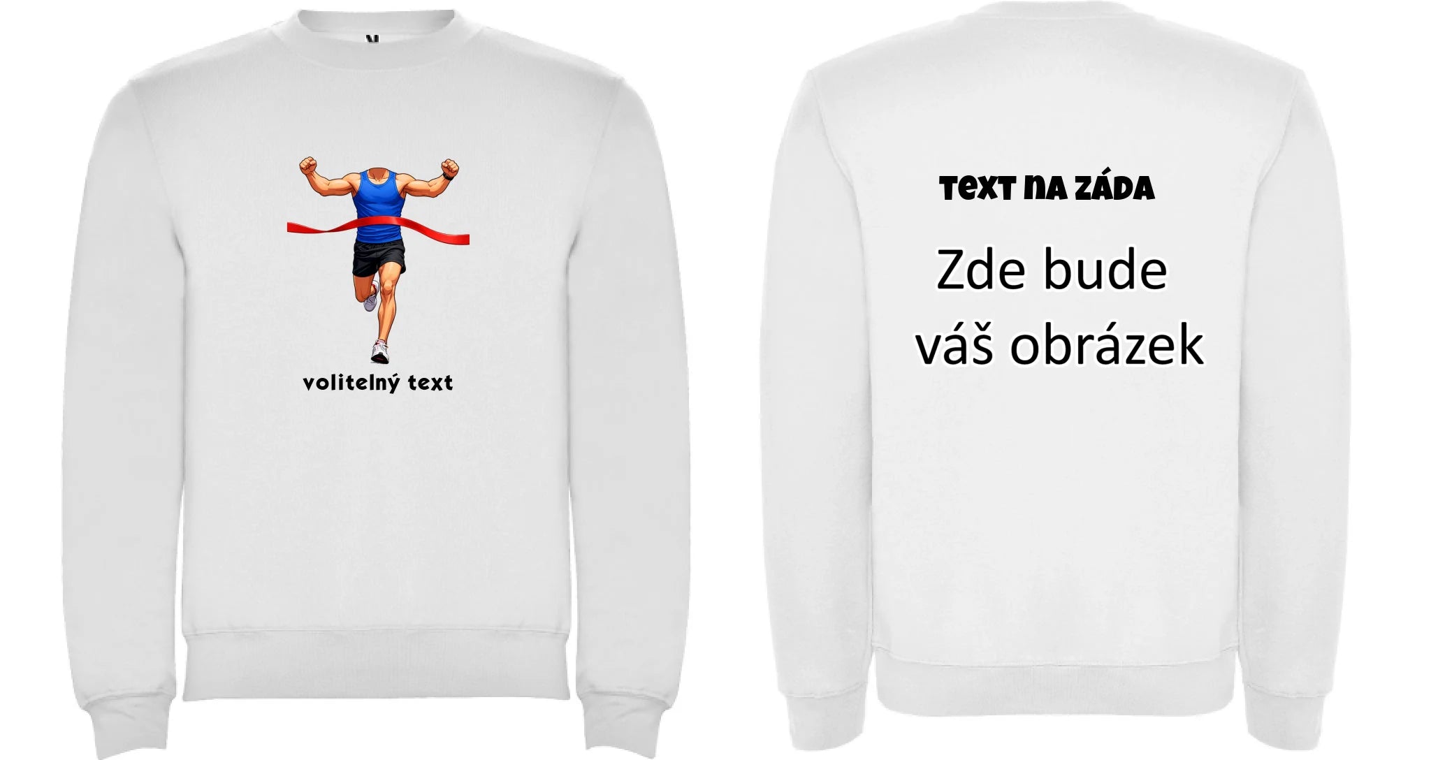 BĚH KOLO PLAVÁNÍ POSTAVA ZATÍM BEZ HLAVY - VLOŽTE FOTO, AUTOMATICKÝ OŘEZ unisex mikina bez kapuce oboustranný potisk unisex mikina clasica Bílá