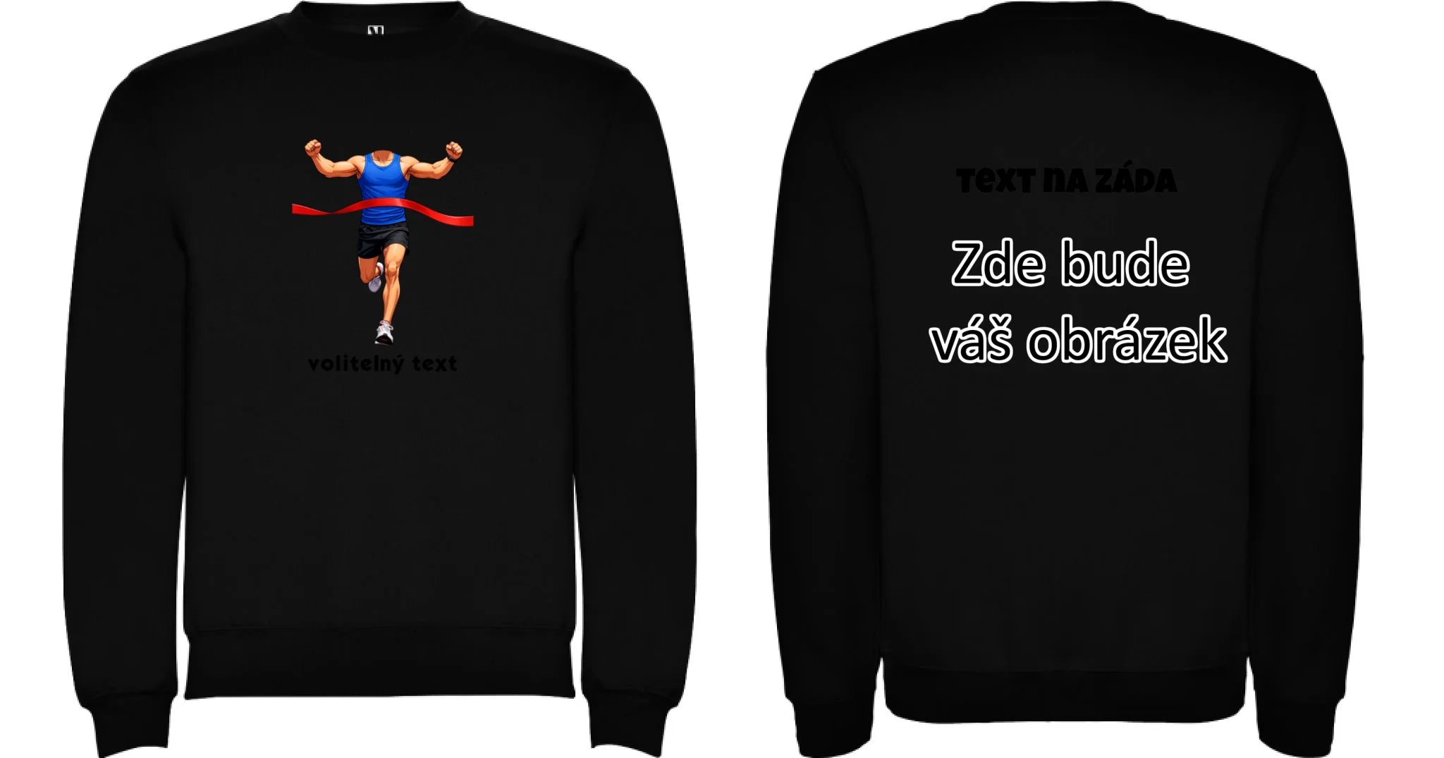 BĚH KOLO PLAVÁNÍ POSTAVA ZATÍM BEZ HLAVY - VLOŽTE FOTO, AUTOMATICKÝ OŘEZ unisex mikina bez kapuce oboustranný potisk unisex mikina clasica Černá
