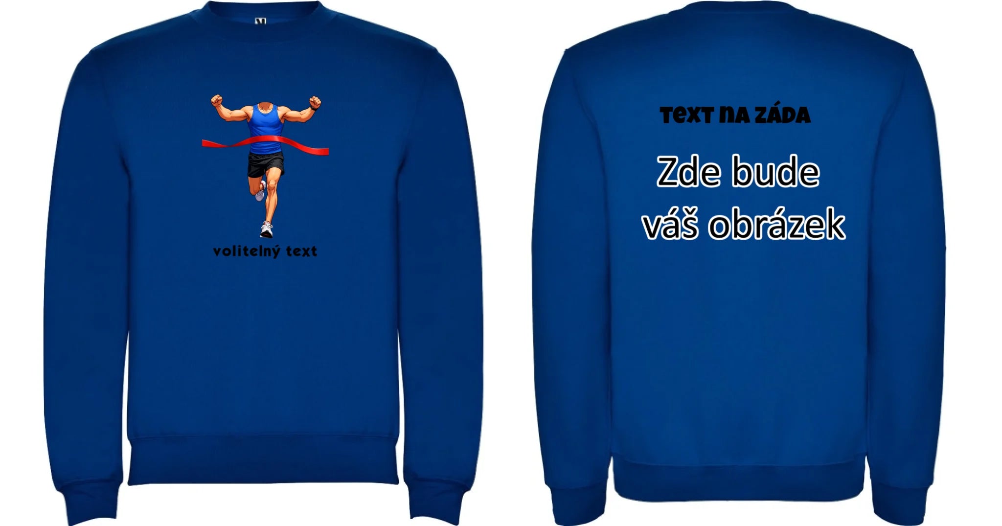 BĚH KOLO PLAVÁNÍ POSTAVA ZATÍM BEZ HLAVY - VLOŽTE FOTO, AUTOMATICKÝ OŘEZ unisex mikina bez kapuce oboustranný potisk unisex mikina clasica Modrá