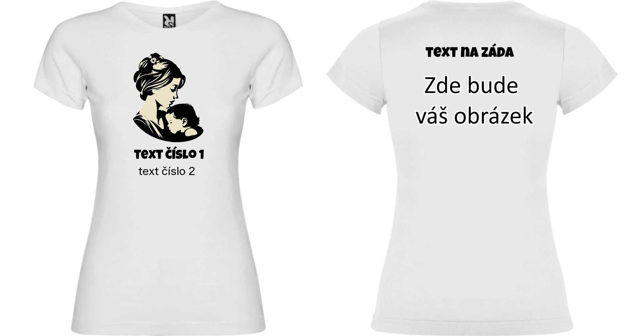 NEJ MÁMA VÝBĚR OBRÁZKU (10+motivů) a MOŽNOST DOPLNIT VLASTNÍ TEXTY dámské tričko oboustranný potisk dámské jamaica Bílá