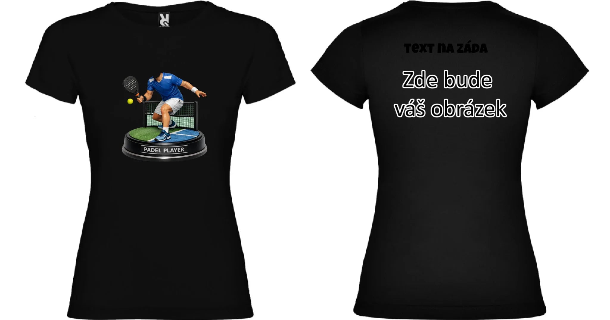padel HLAVA dámské tričko oboustranný potisk dámské jamaica Černá