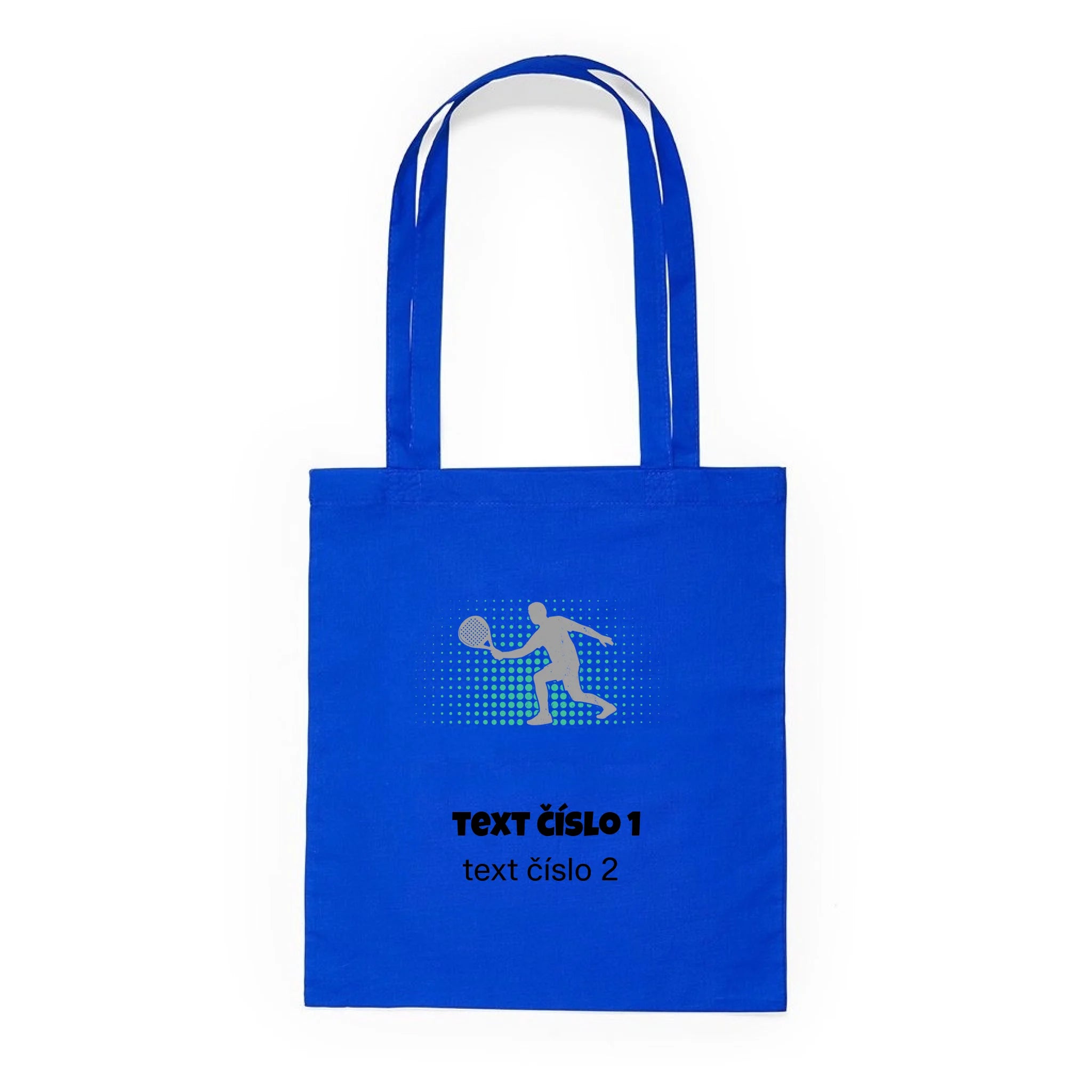 PADEL VÝBĚR OBRÁZKU (10+motivů) a MOŽNOST DOPLNIT VLASTNÍ TEXTY batoh, taška Plátěná taška KNOLL modrá 36x40