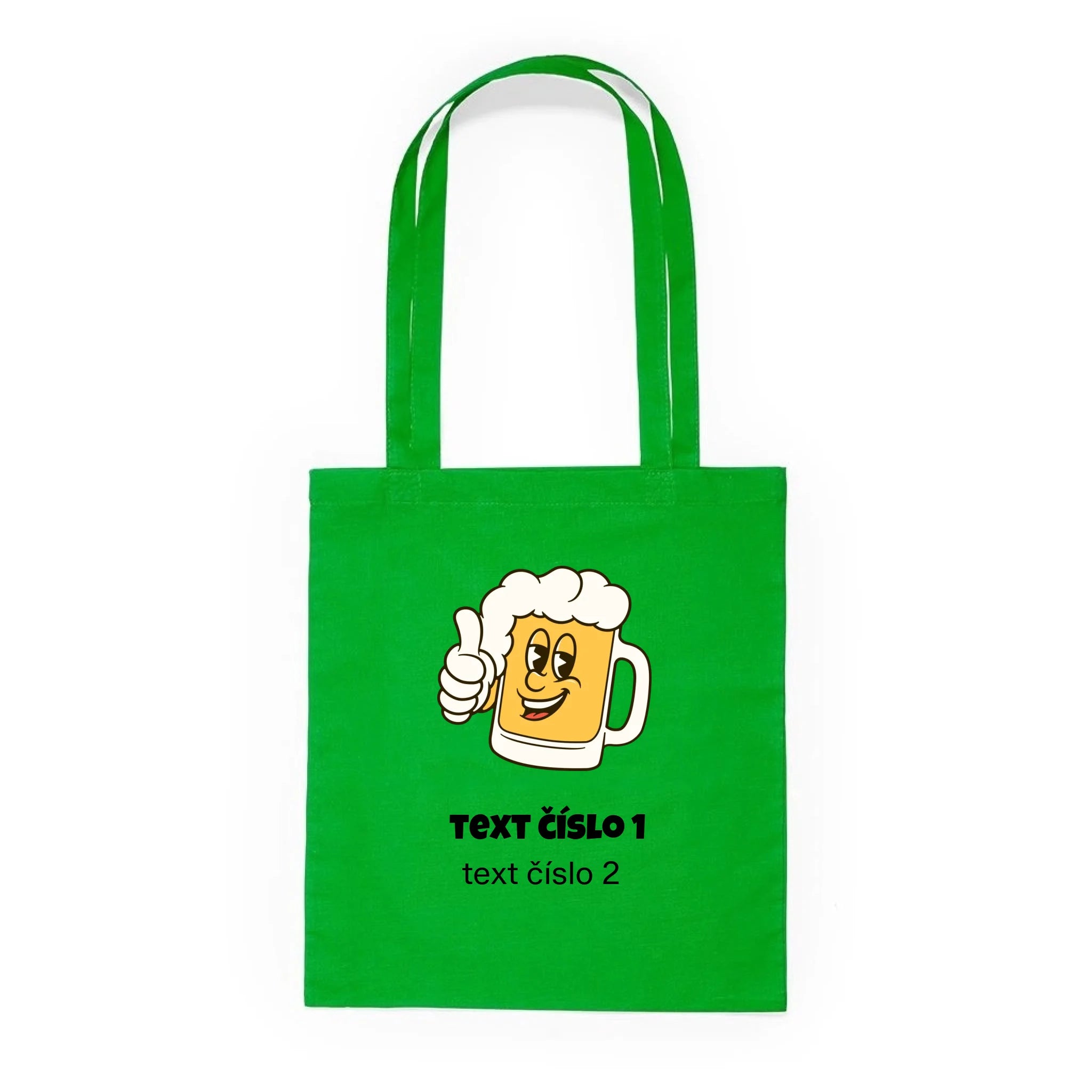 BATOH nebo TAŠKA s motivem PIVO (výběr z 10+ obrázků, možnost doplnit vlastní texty) Plátěná taška KNOLL zelená 36x40