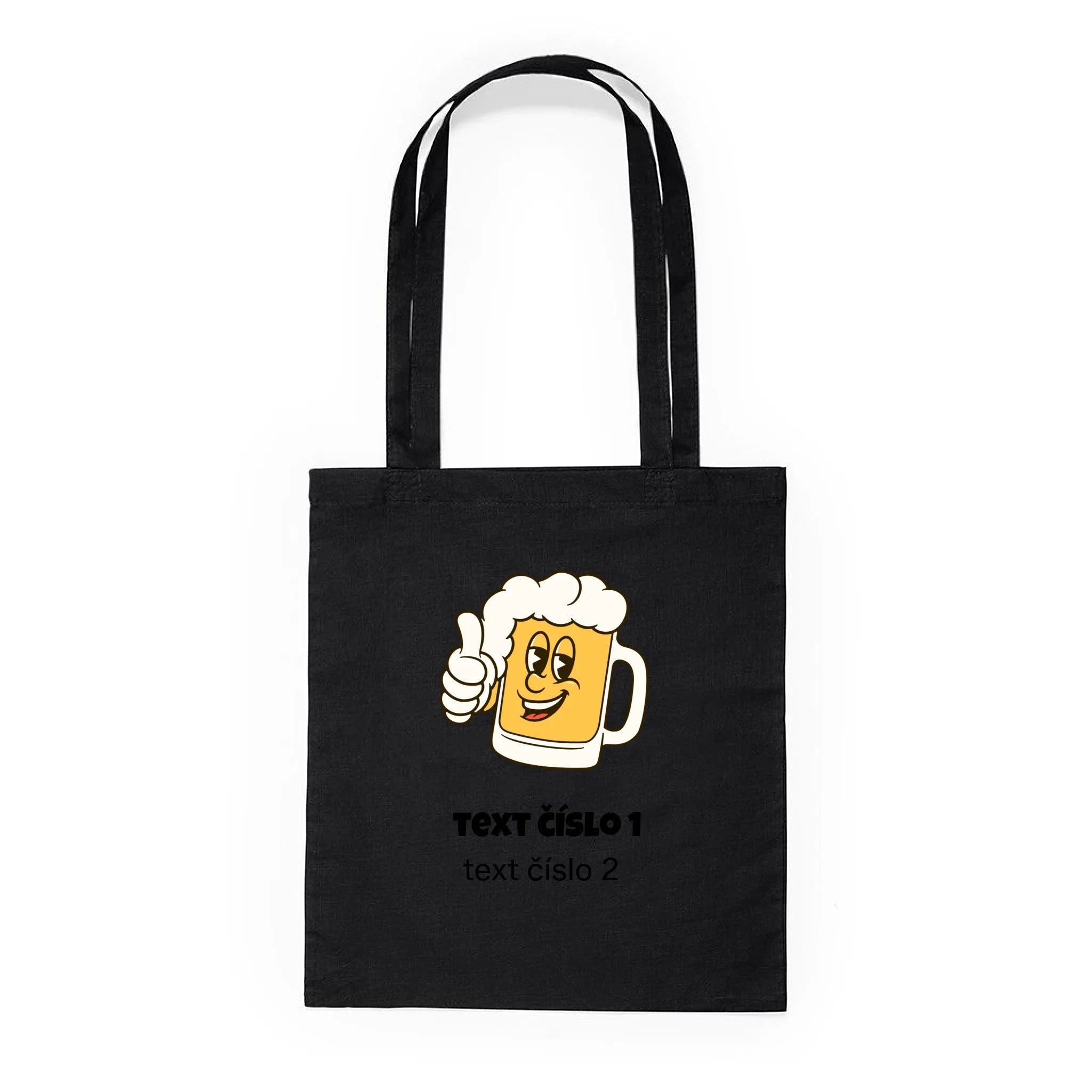 BATOH nebo TAŠKA s motivem PIVO (výběr z 10+ obrázků, možnost doplnit vlastní texty) Plátěná taška KNOLL černá 36x40