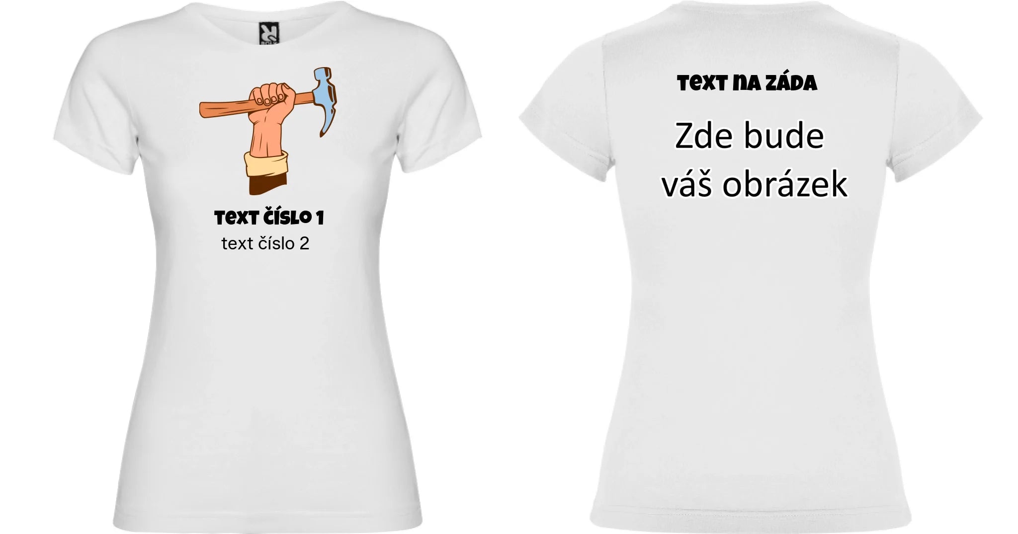 PRACOVNÍ VÝBĚR OBRÁZKU (10+motivů) a MOŽNOST DOPLNIT VLASTNÍ TEXTY dámské tričko oboustranný potisk dámské jamaica Bílá