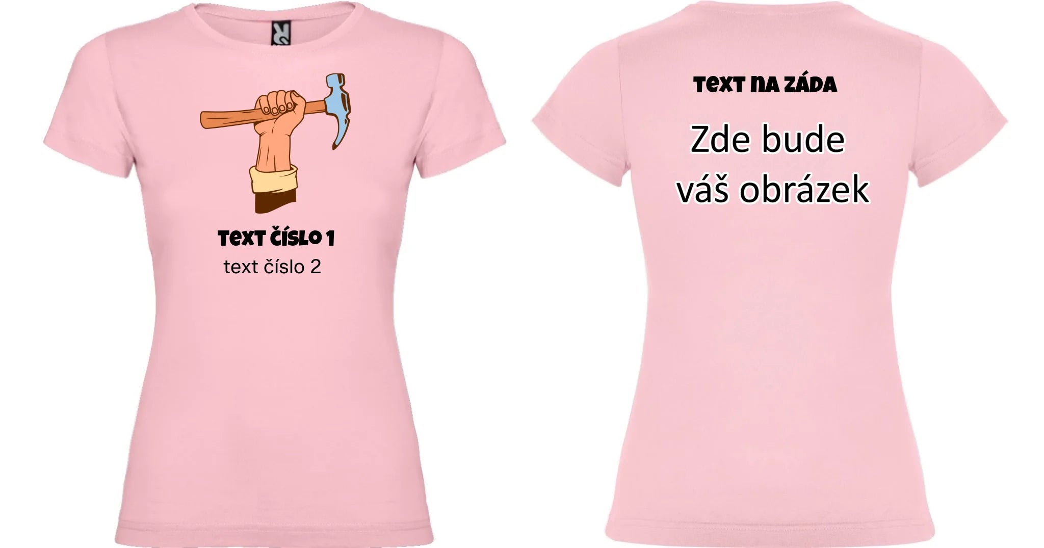 PRACOVNÍ VÝBĚR OBRÁZKU (10+motivů) a MOŽNOST DOPLNIT VLASTNÍ TEXTY dámské tričko oboustranný potisk dámské jamaica Světle růžová
