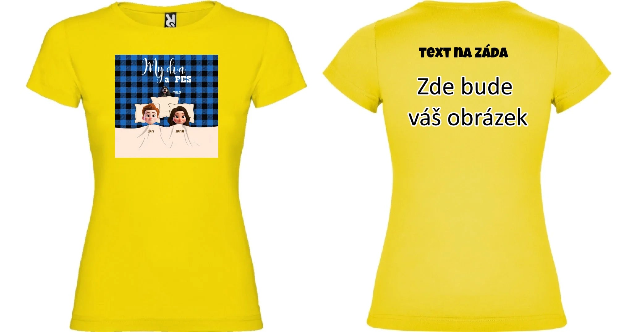 NAŠE SMEČKA - VYTVOŘTE SI MOTIV NA MÍRU dámské tričko oboustranný potisk dámské jamaica Žlutá