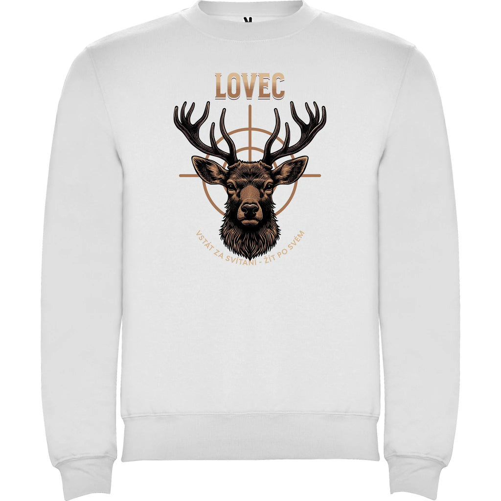 LOVEC (výběr z 6 motivů) unisex mikina bez kapuce potisk jen dopředu unisex mikina clasica Bílá