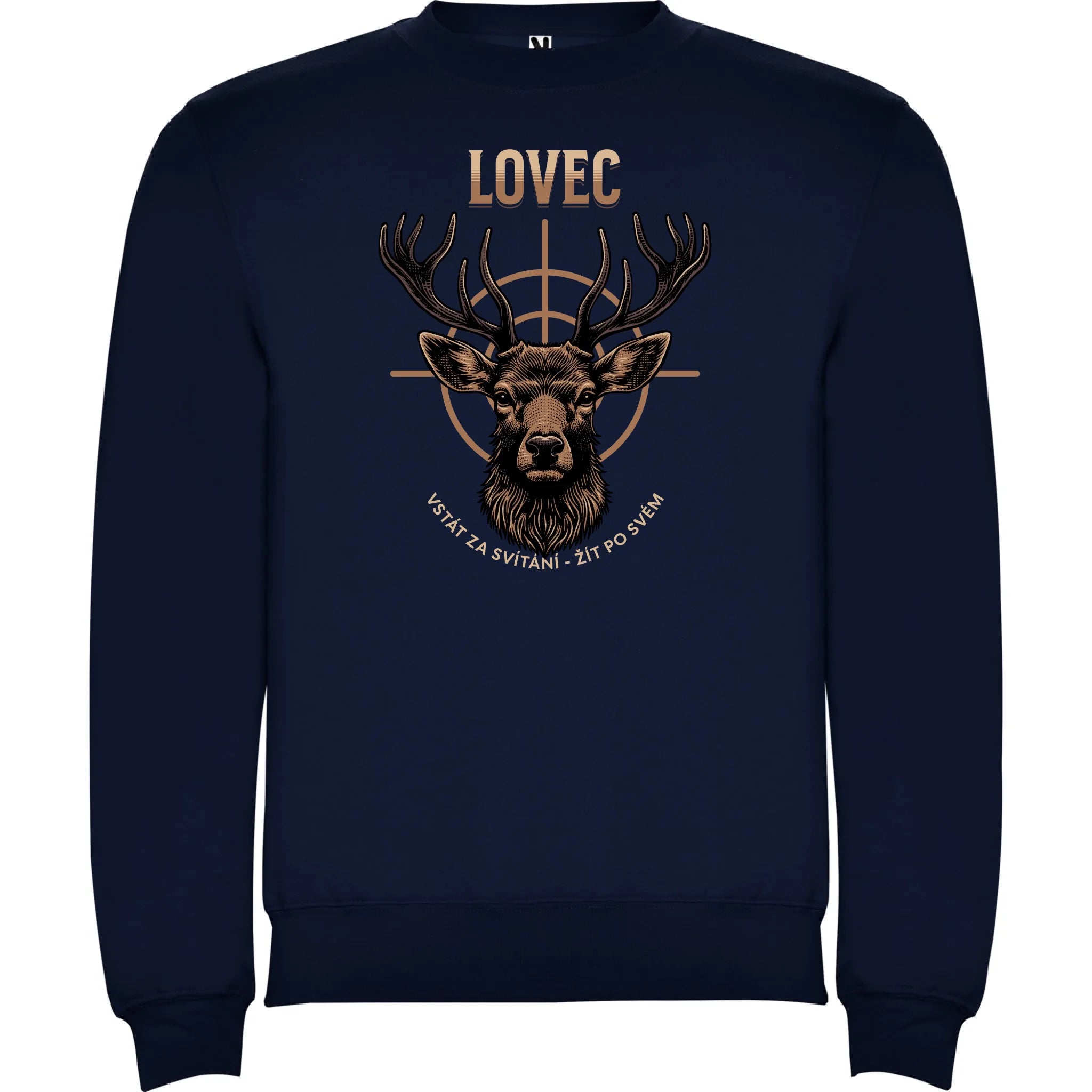 LOVEC (výběr z 6 motivů) unisex mikina bez kapuce potisk jen dopředu unisex mikina clasica Námořnická modrá