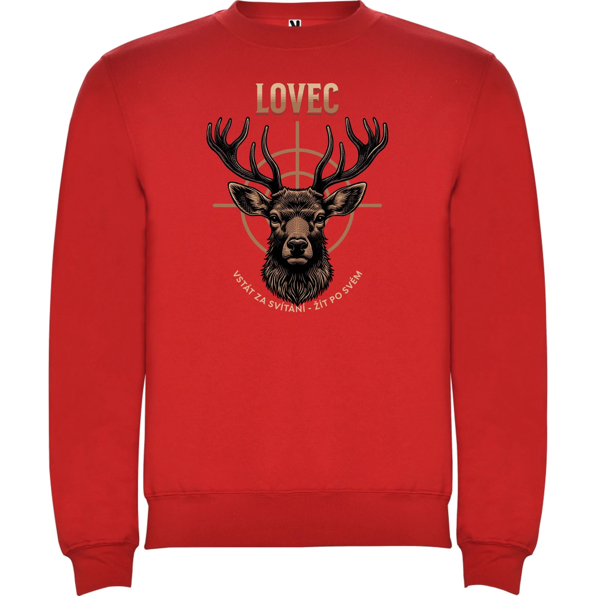 LOVEC (výběr z 6 motivů) unisex mikina bez kapuce potisk jen dopředu unisex mikina clasica Červená