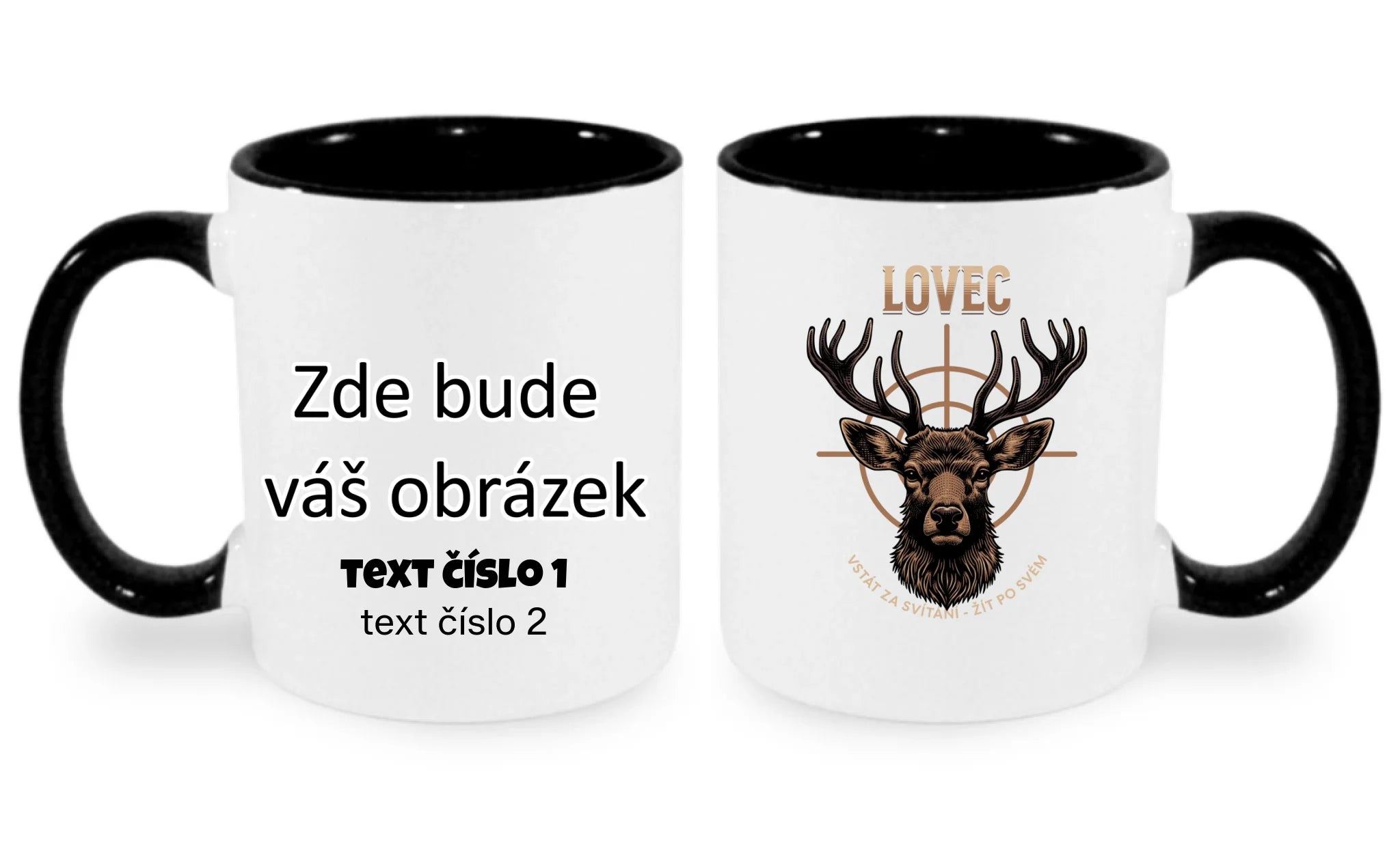 LOVEC (výběr z 6 motivů) hrníček oboustranný potisk hrníček Bílá černá 330 ml