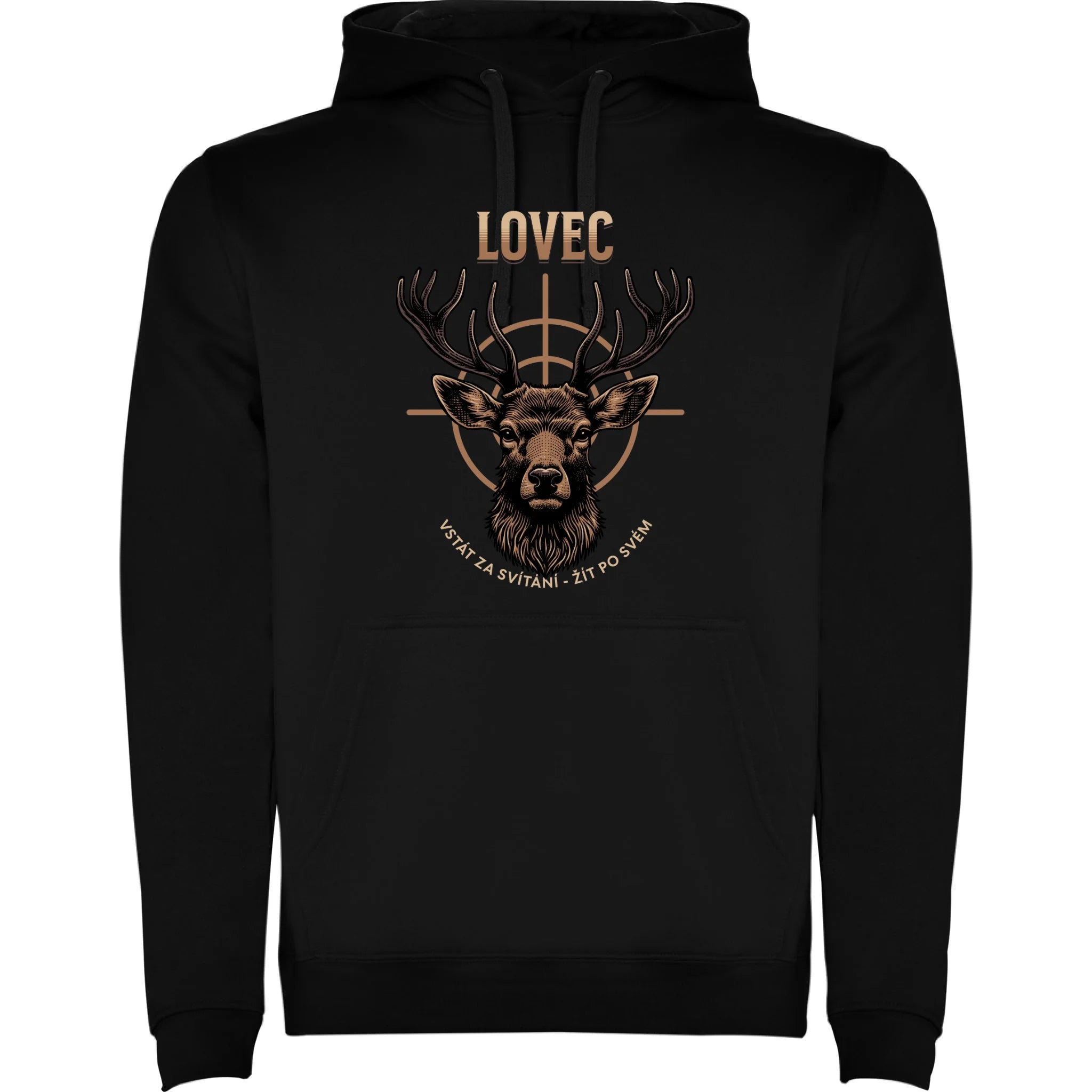 LOVEC (výběr z 6 motivů) pánská mikina s kapucí potisk jen dopředu pánská mikina urban Černá
