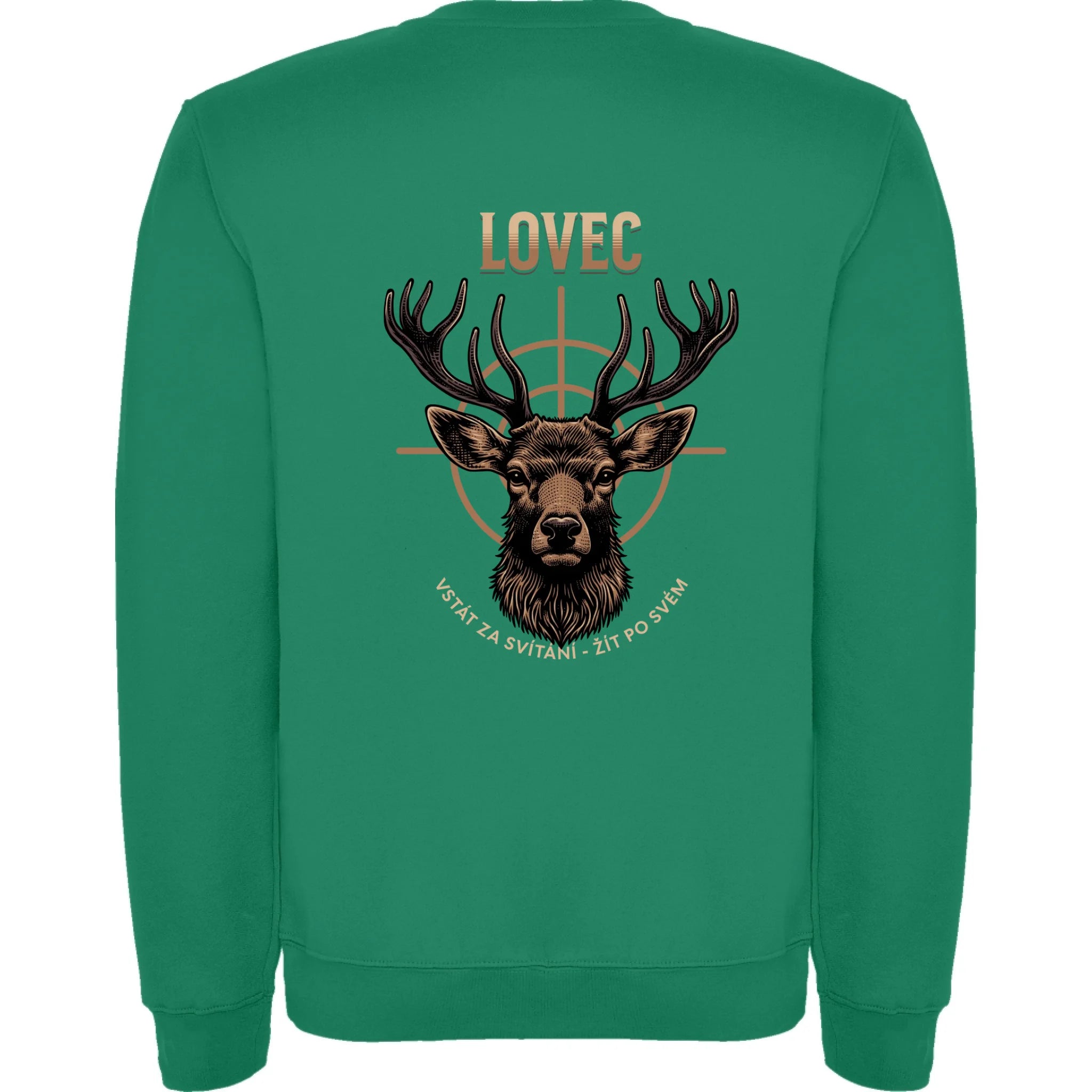 LOVEC (výběr z 6 motivů) unisex mikina bez kapuce potisk jen na záda unisex mikina clasica Sytě zelená