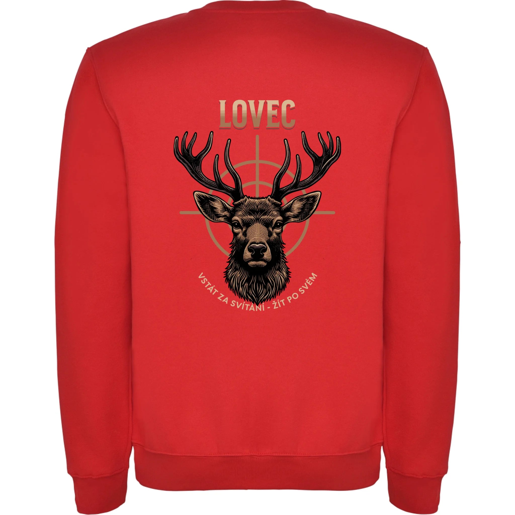 LOVEC (výběr z 6 motivů) unisex mikina bez kapuce potisk jen na záda unisex mikina clasica Červená