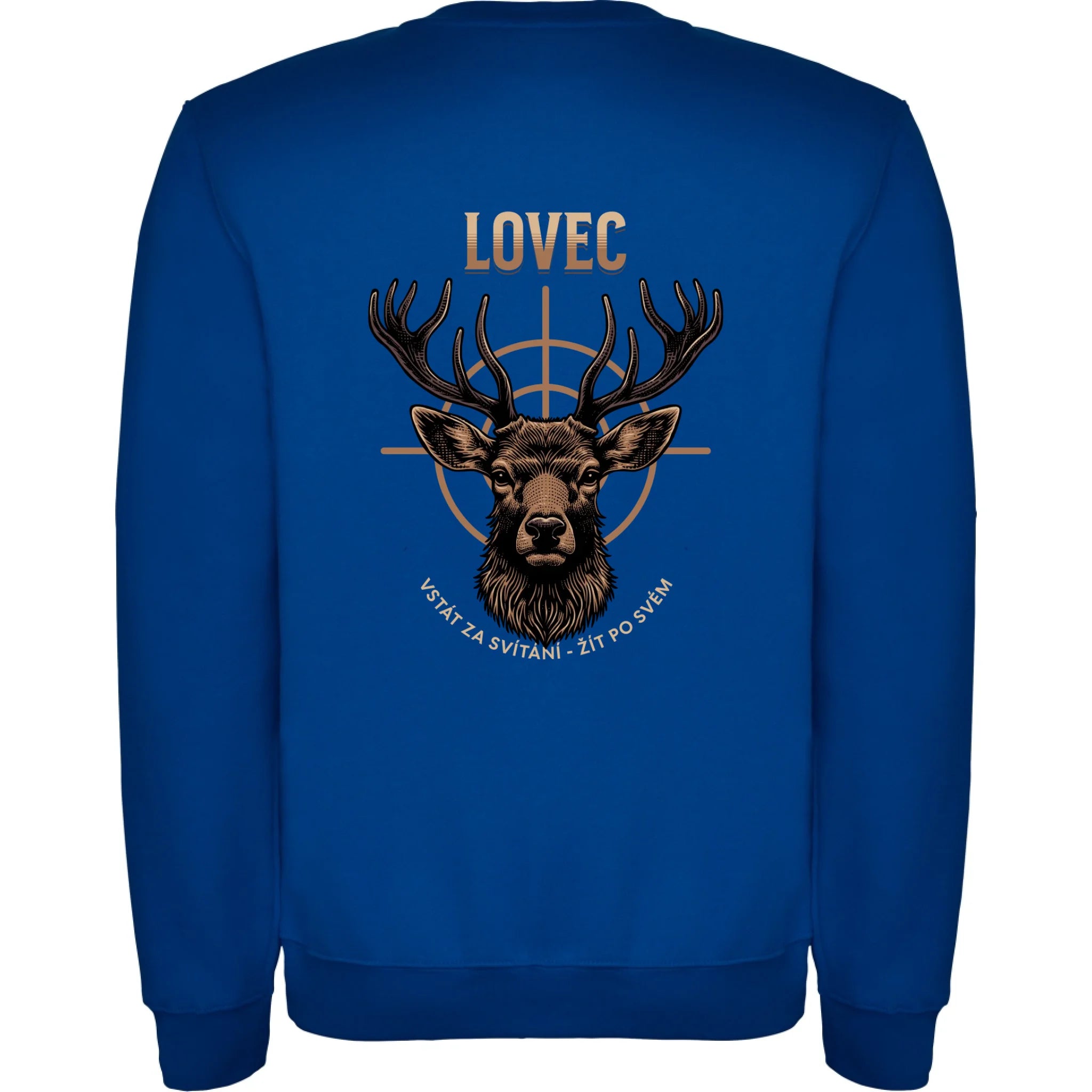 LOVEC (výběr z 6 motivů) unisex mikina bez kapuce potisk jen na záda unisex mikina clasica Modrá